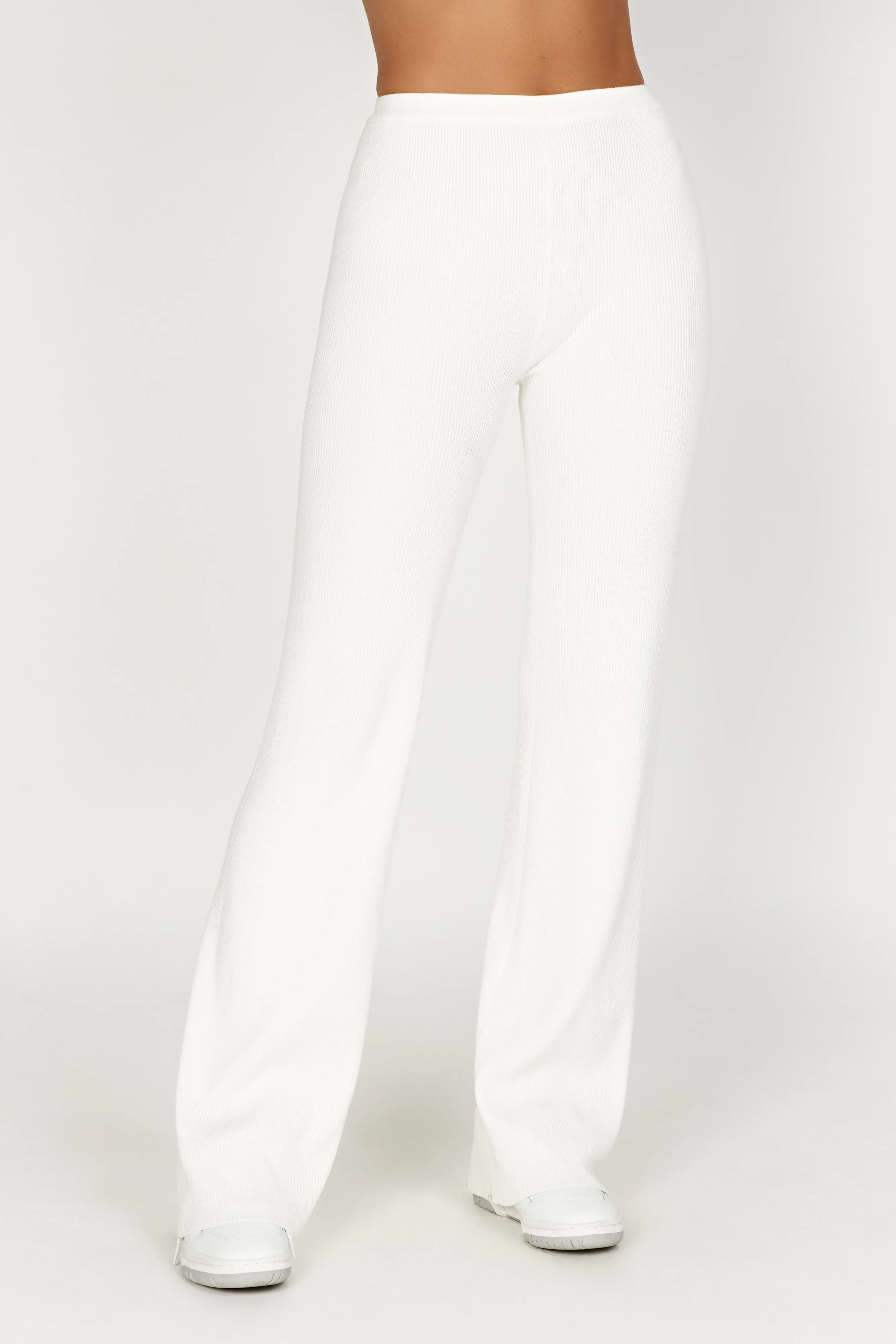 Linnie Straight Leg Knit Pant - White sold by Meshki