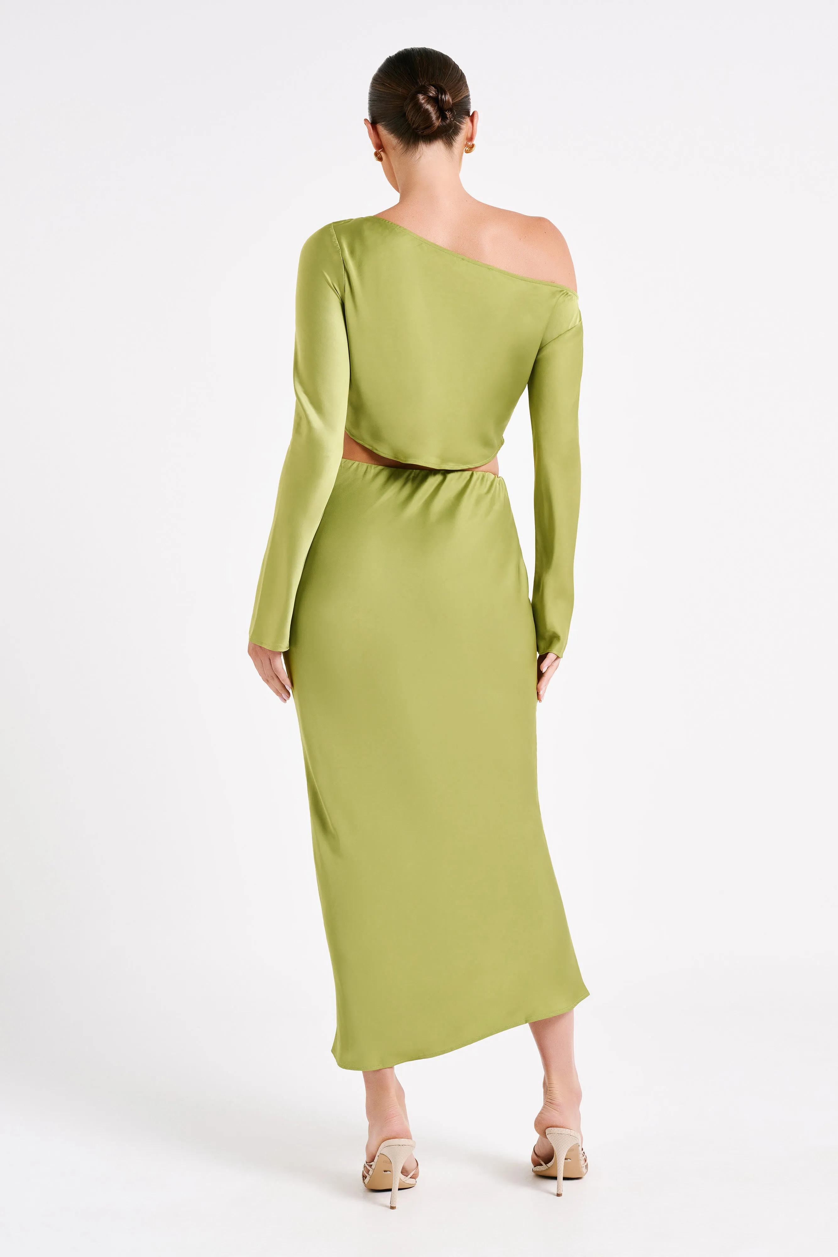 Violeta Satin Maxi Skirt - Parakeet Green sold by Meshki product image thumbnail 5