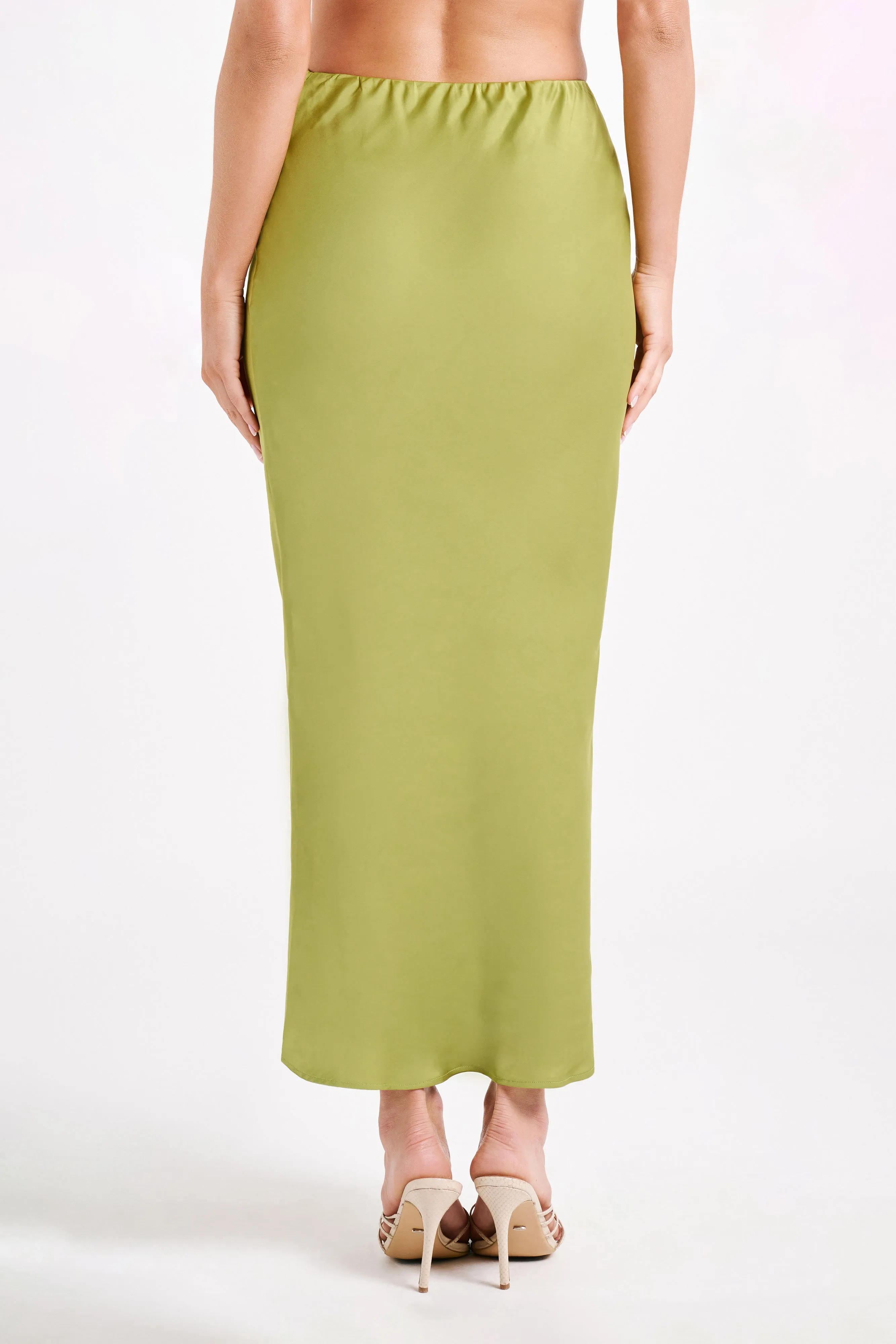 Violeta Satin Maxi Skirt - Parakeet Green sold by Meshki product image thumbnail 2