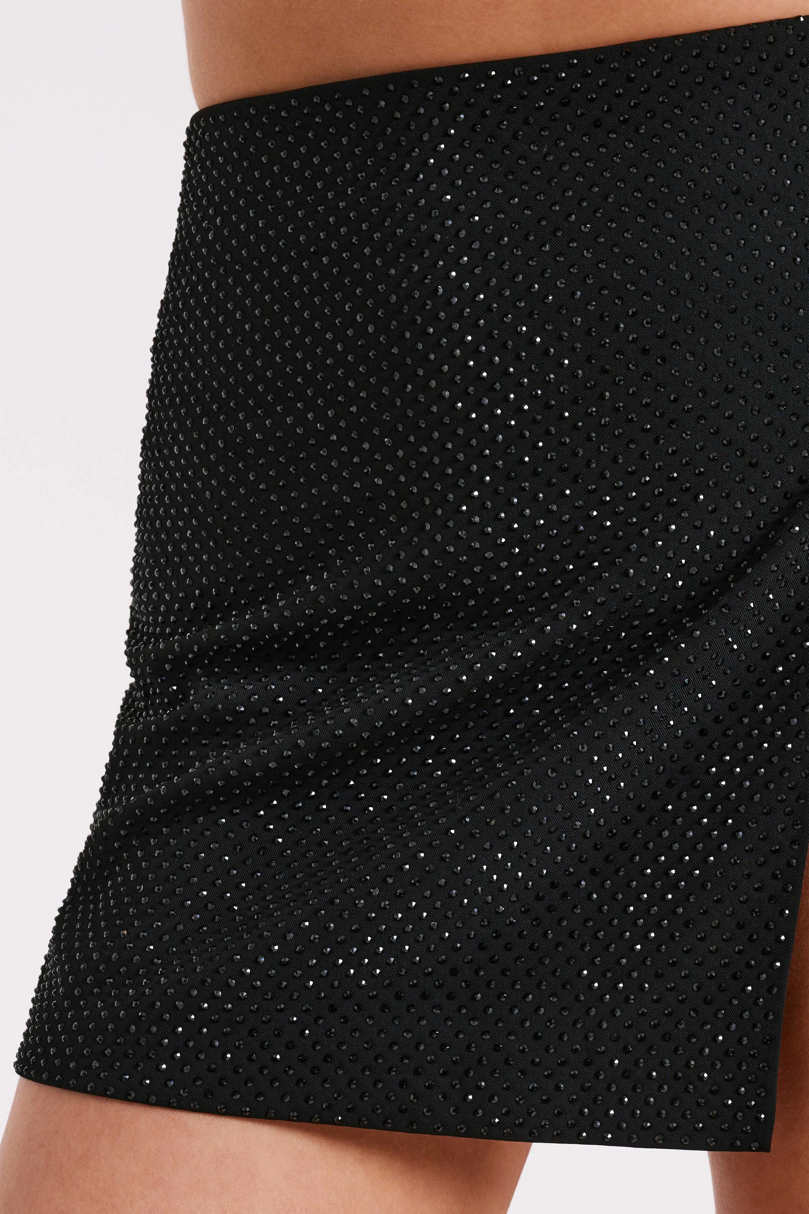 Sacha Diamante Mini Skirt With Split - Black sold by Meshki product image thumbnail 3