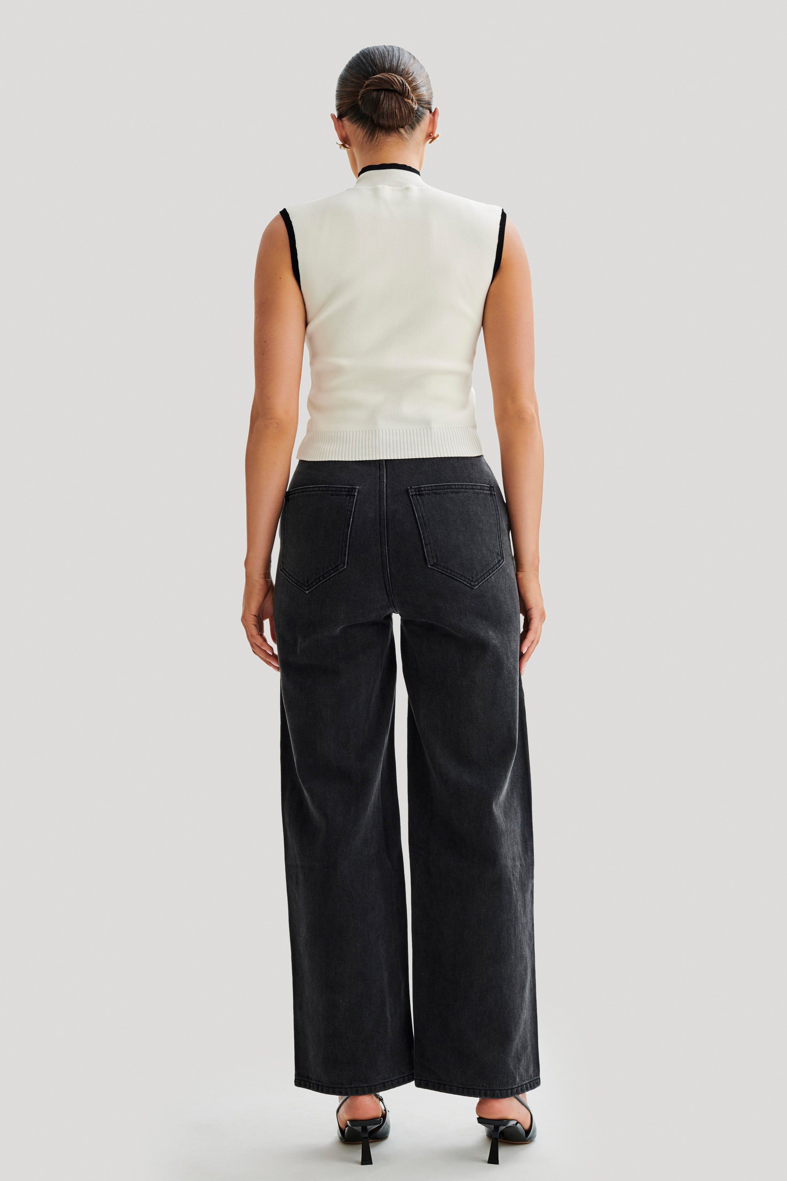 Roxy High Waisted Denim Jean - Washed Black sold by Meshki product image thumbnail 5