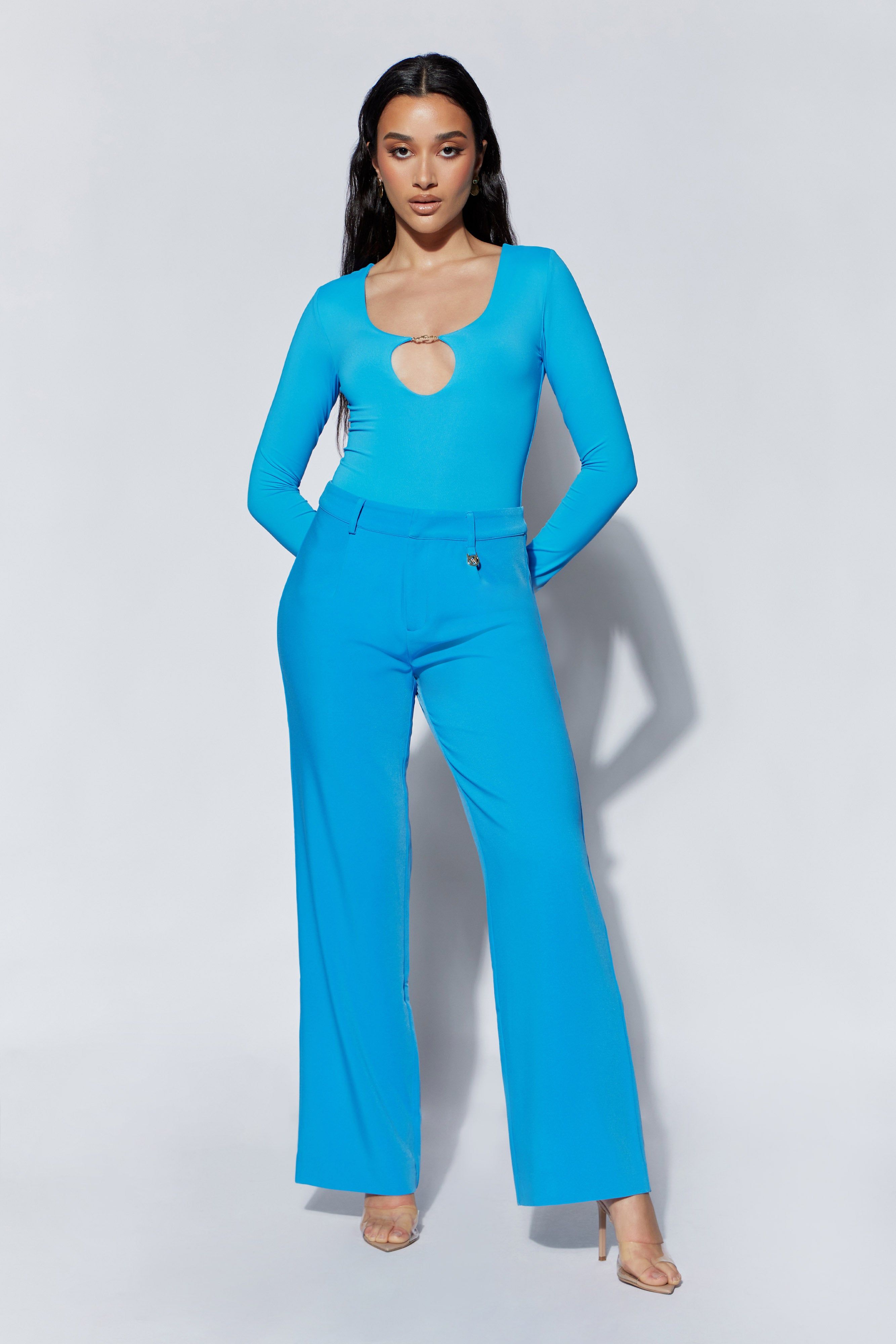Minu Mid Rise Wide Leg Pant - Azure Blue sold by Meshki product image thumbnail 2