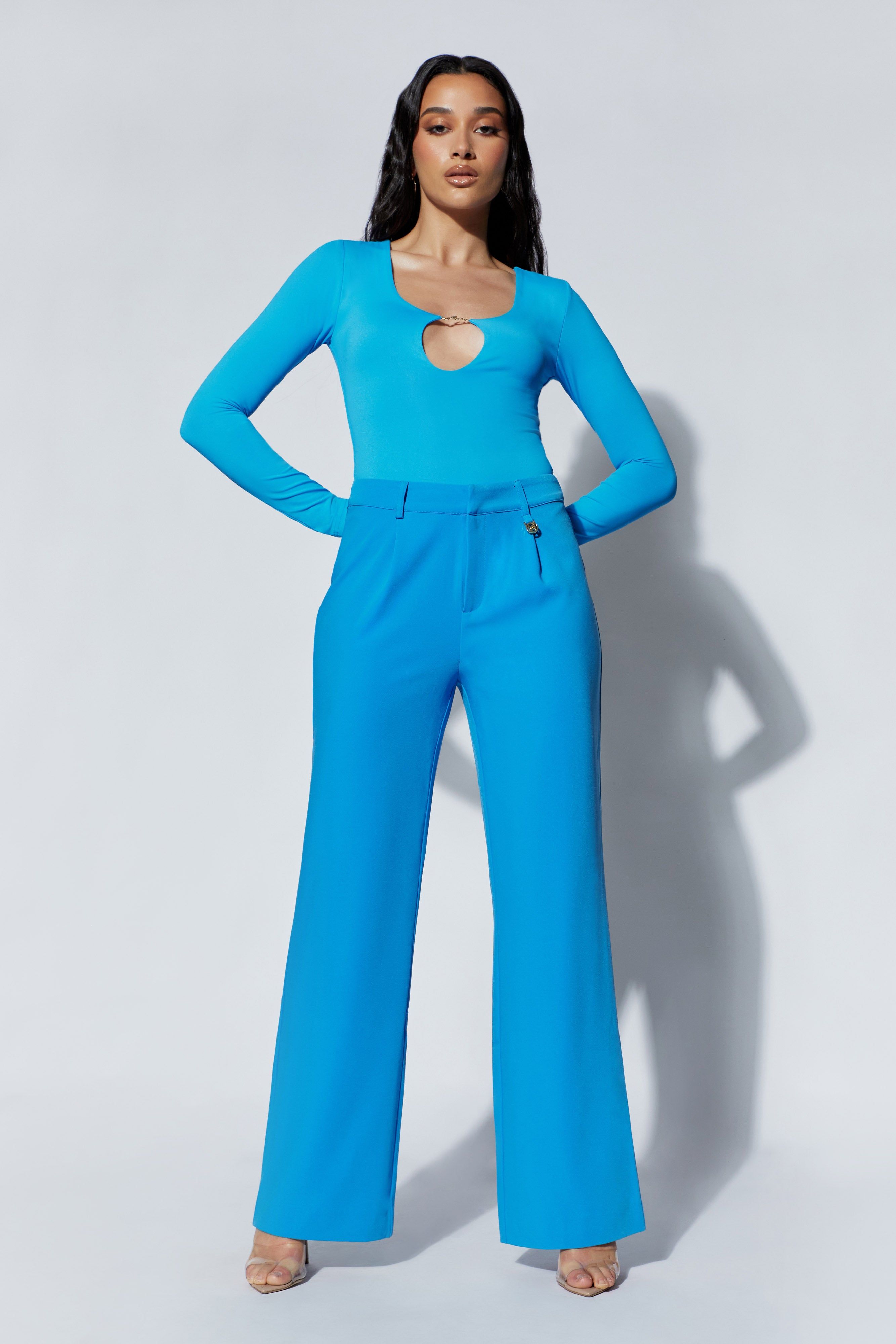 Minu Mid Rise Wide Leg Pant - Azure Blue sold by Meshki product image thumbnail 6