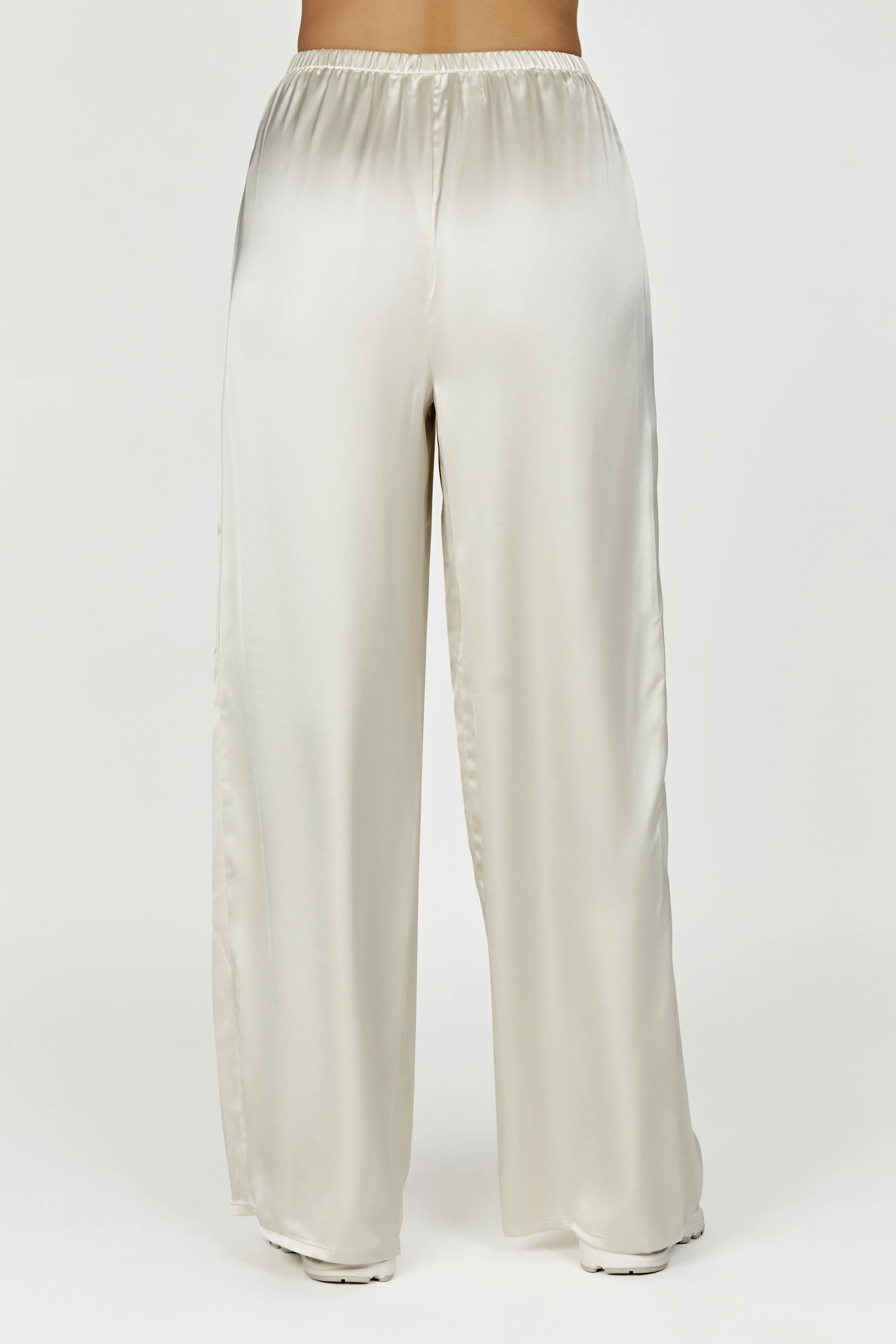 Marciela Satin Straight Leg Pant - Ivory sold by Meshki product image thumbnail 3