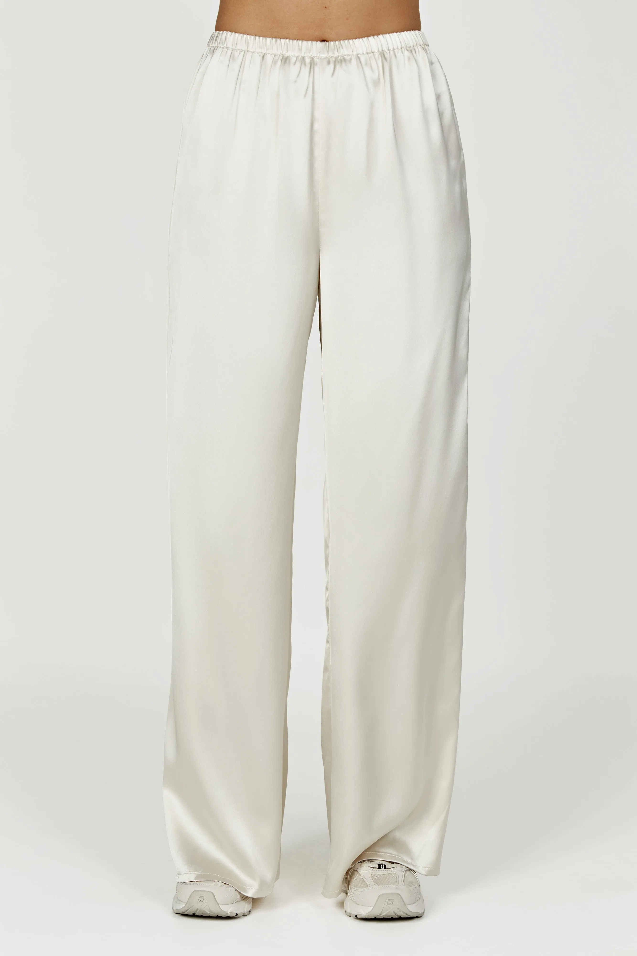 Marciela Satin Straight Leg Pant - Ivory sold by Meshki product image thumbnail 2