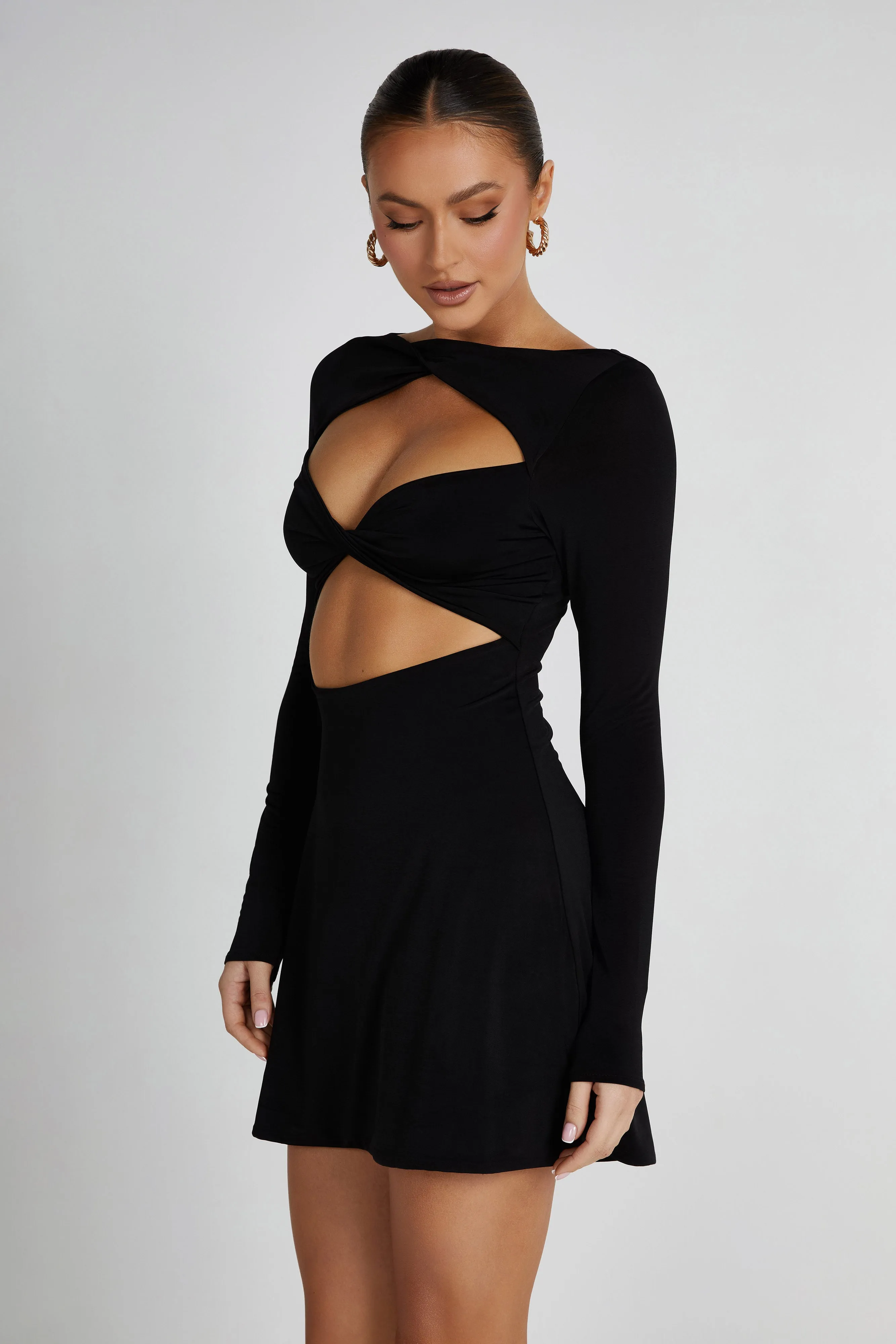 Eleanor Twist Front Mini Dress - Black sold by Meshki product image thumbnail 5