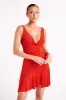 Floriana Ruffle Mini Dress - Vermilion Red sold by Meshki