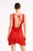 Floriana Ruffle Mini Dress - Vermilion Red sold by Meshki