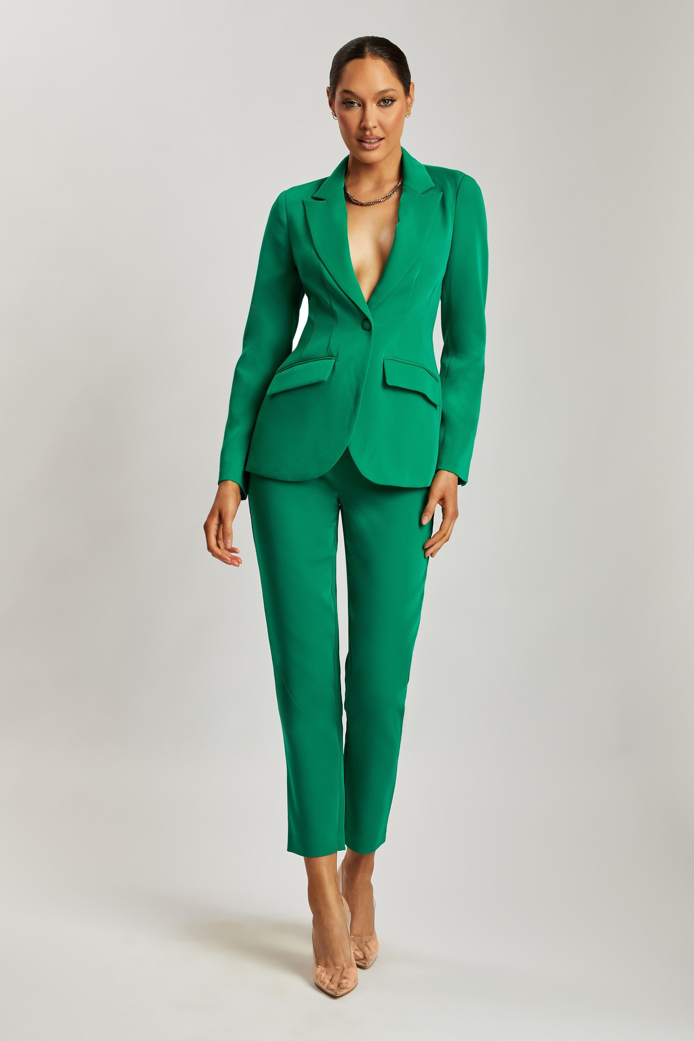 Helda Fitted Cinched Waist Blazer - Bottle Green sold by Meshki product image thumbnail 10