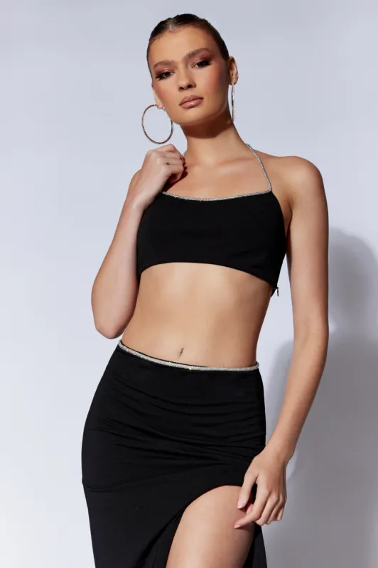 Arya Diamante Rope Halter Top - Black sold by Meshki