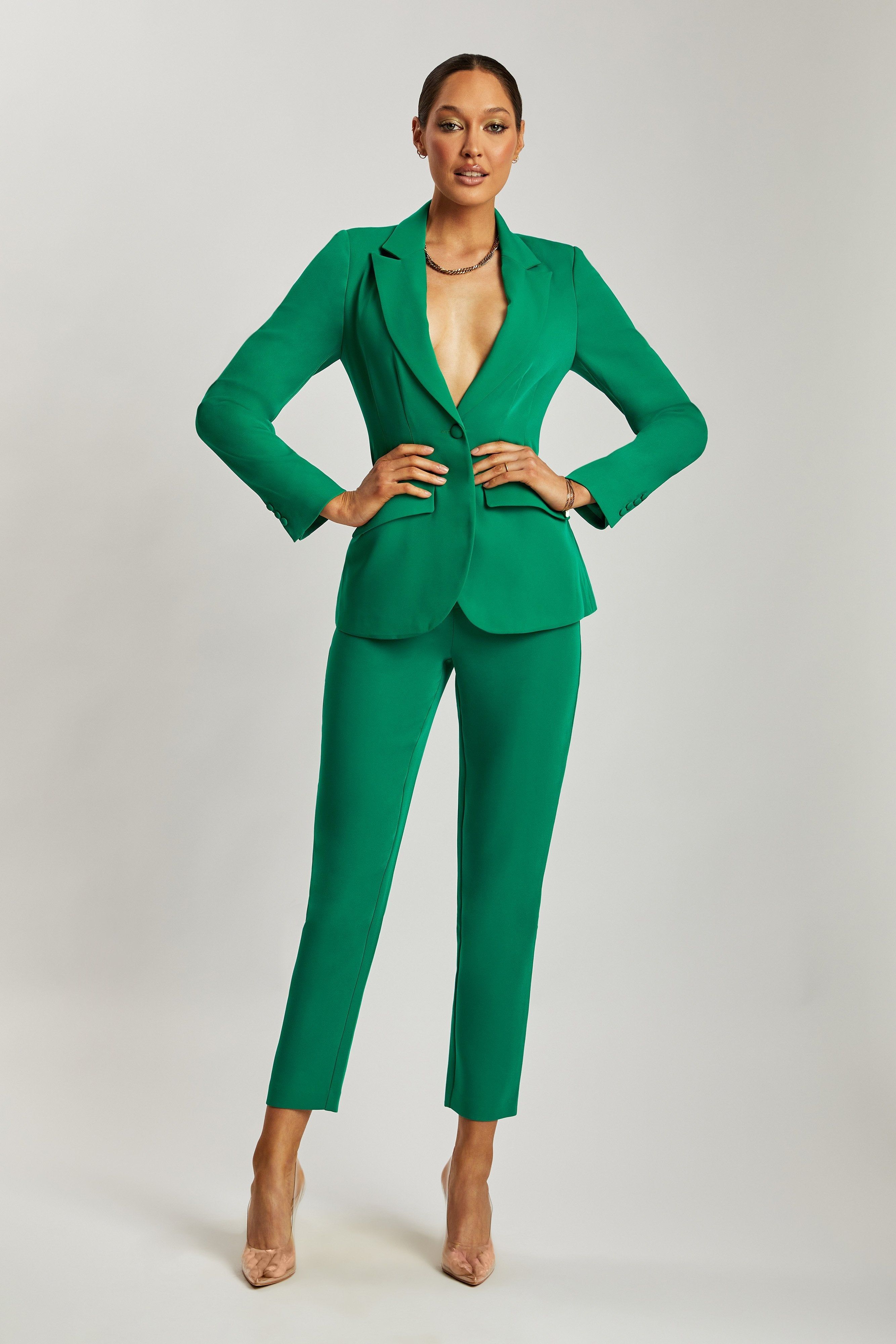 Helda Fitted Cinched Waist Blazer - Bottle Green sold by Meshki product image thumbnail 11