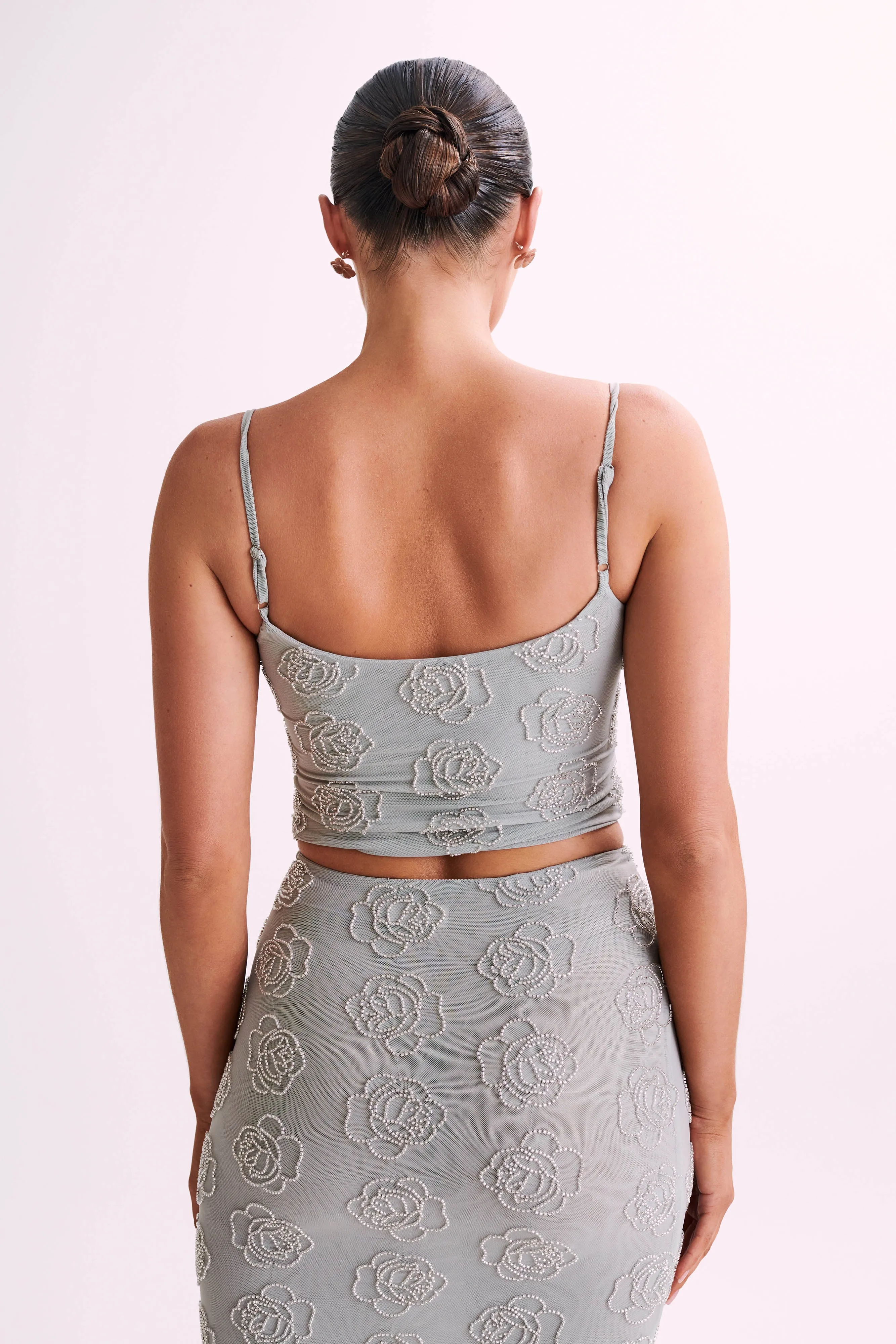Greta Rose Beaded Camisole - Silver sold by Meshki product image thumbnail 3