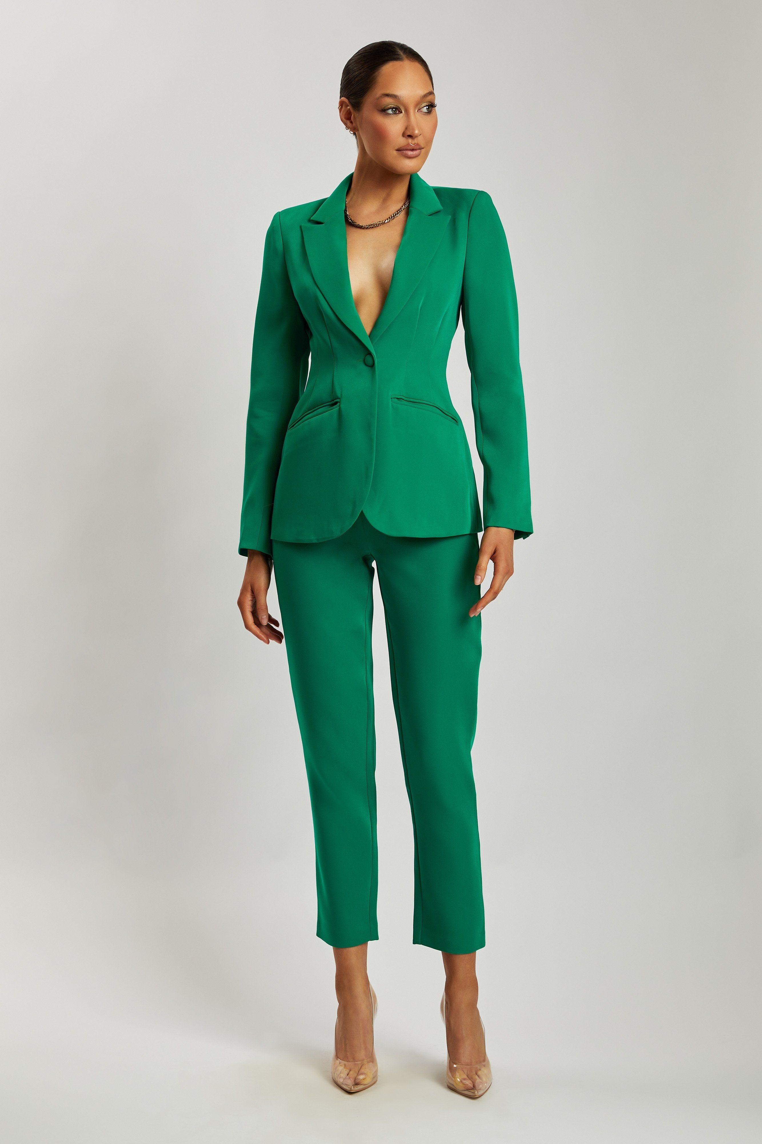Helda Fitted Cinched Waist Blazer - Bottle Green sold by Meshki product image thumbnail 12