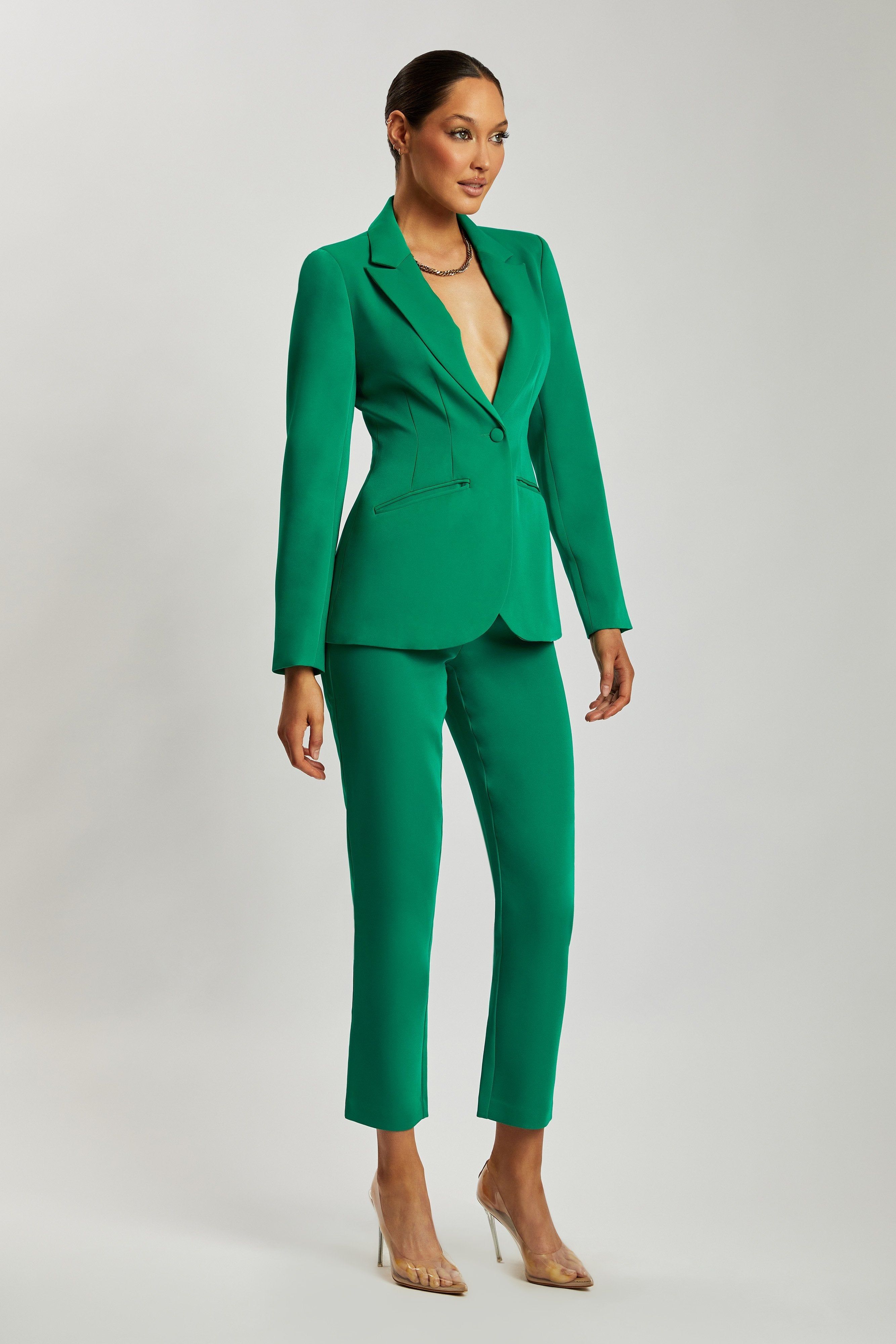 Helda Fitted Cinched Waist Blazer - Bottle Green sold by Meshki product image thumbnail 6
