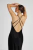 Makari Satin Maxi Dress - Black sold by Meshki
