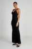 Makari Satin Maxi Dress - Black sold by Meshki