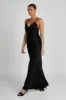 Makari Satin Maxi Dress - Black sold by Meshki