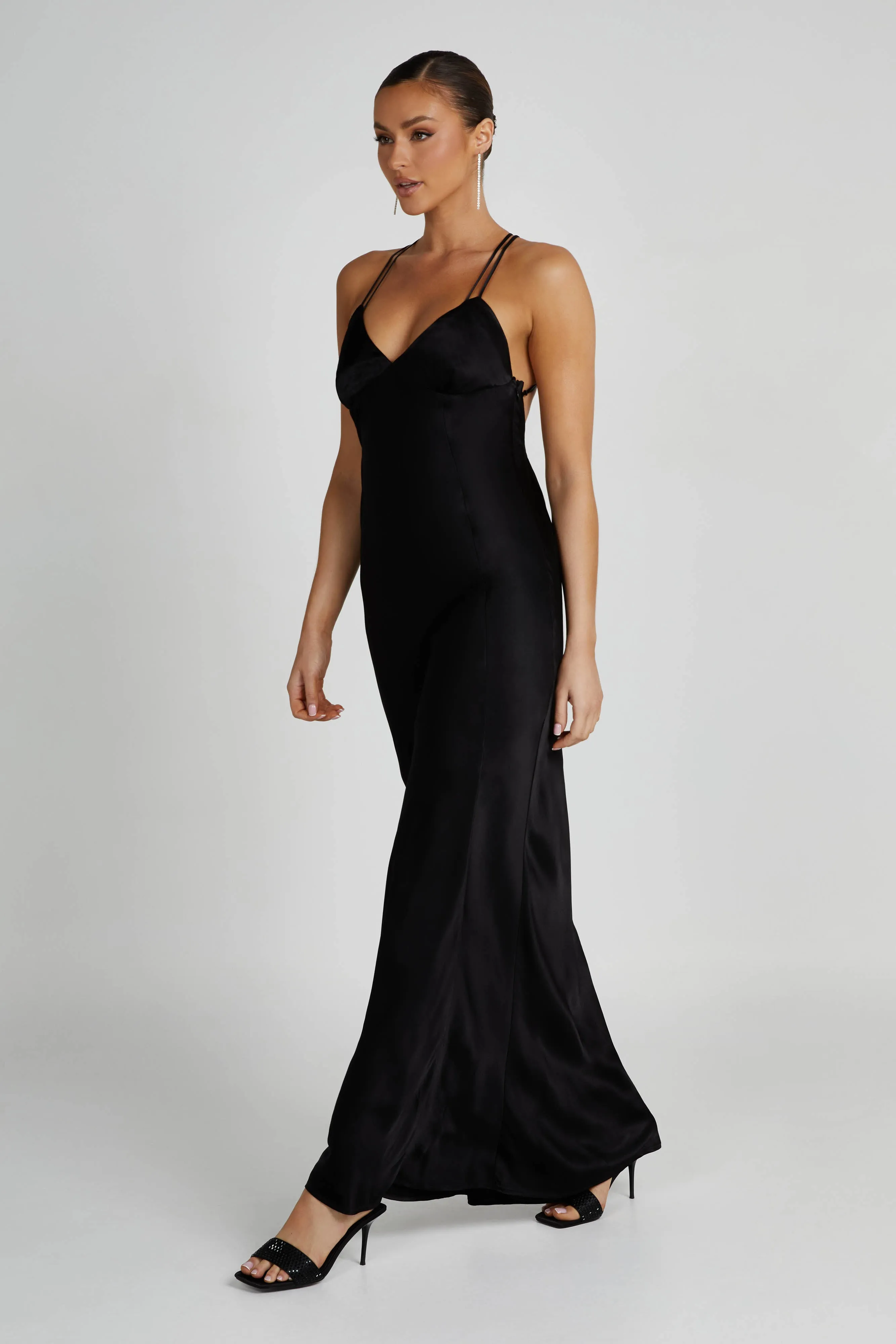 Makari Satin Maxi Dress - Black sold by Meshki product image thumbnail 3