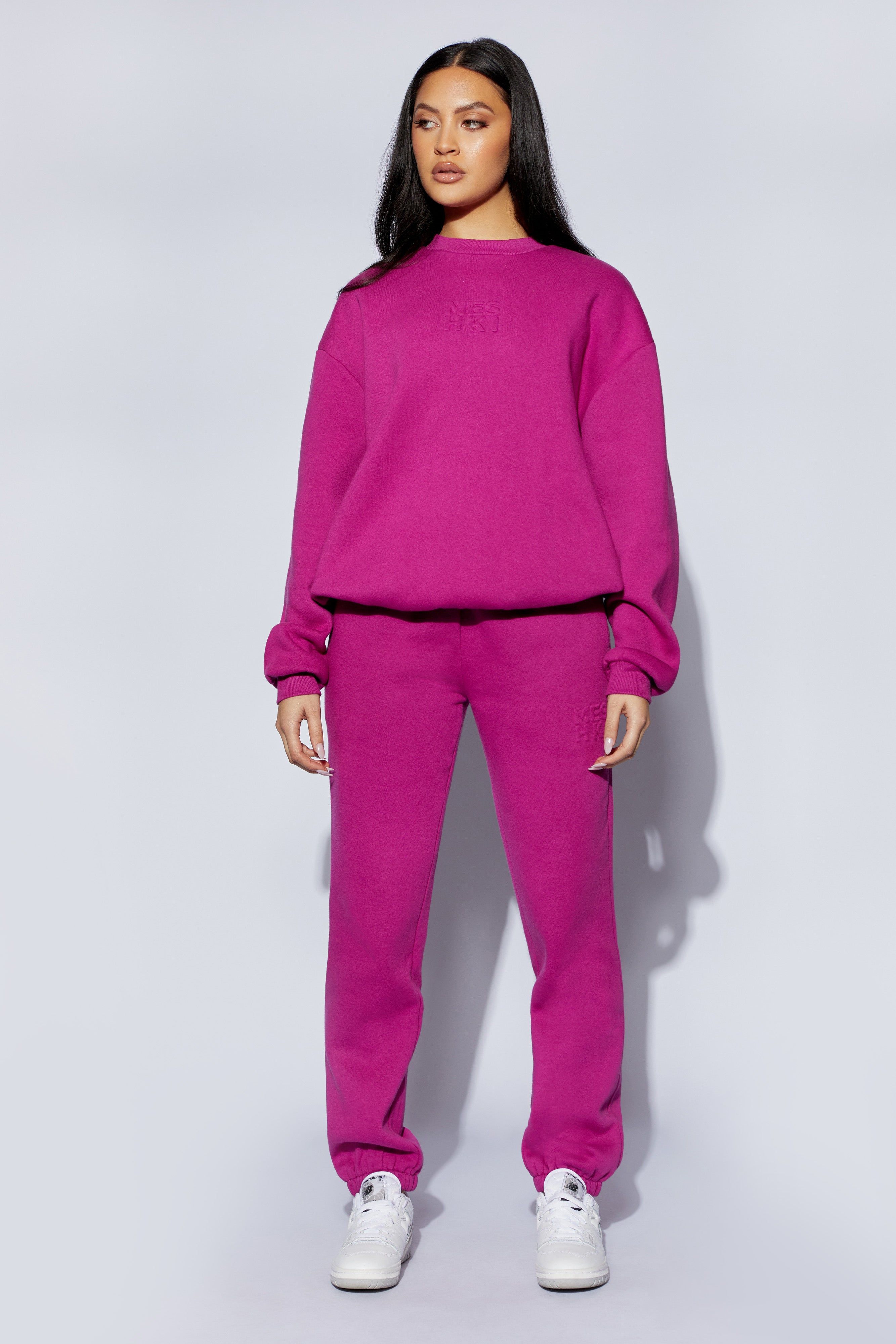 Emery Embossed Fleeceback Joggers - Violet sold by Meshki product image thumbnail 7