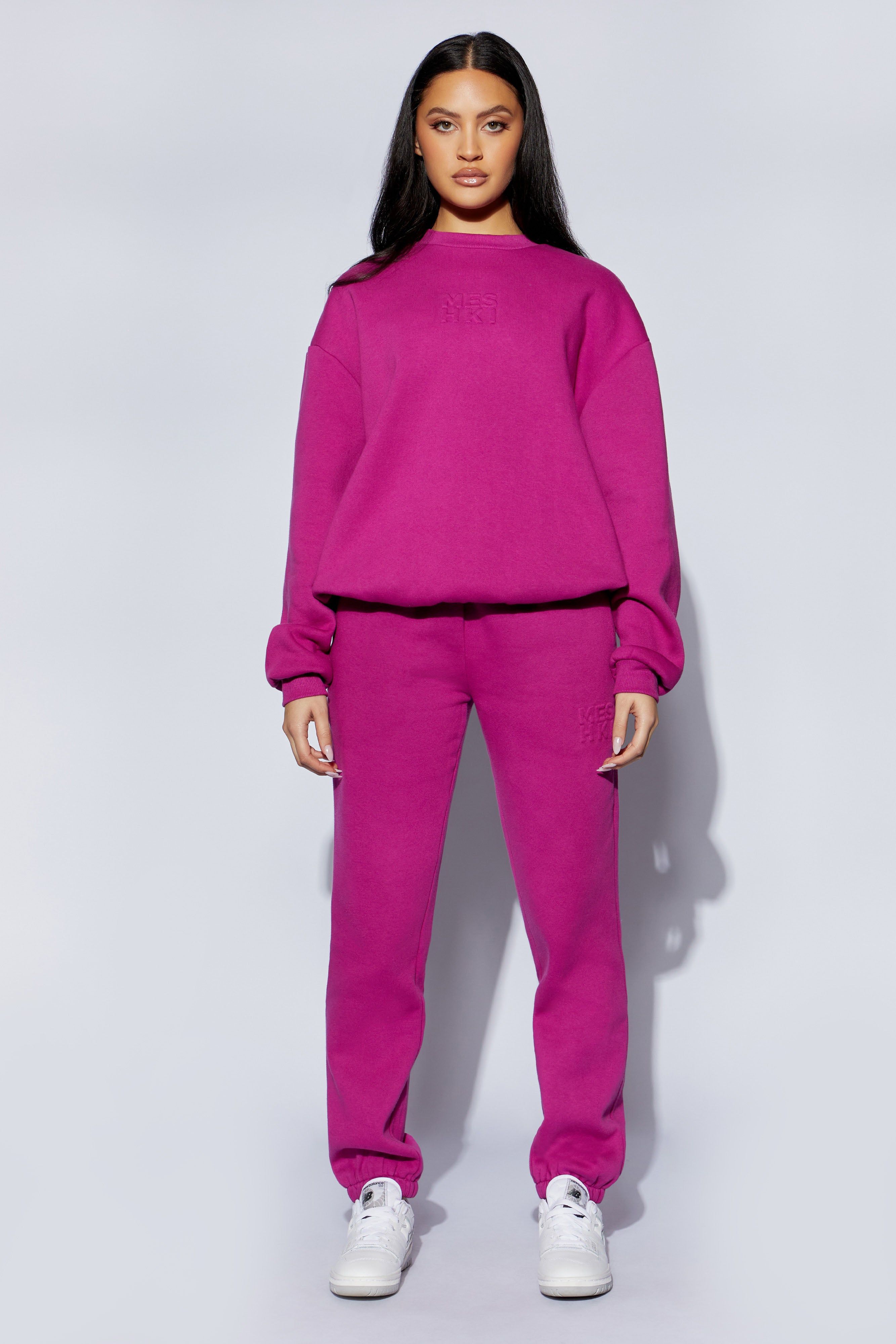 Emery Embossed Fleeceback Joggers - Violet sold by Meshki product image thumbnail 4