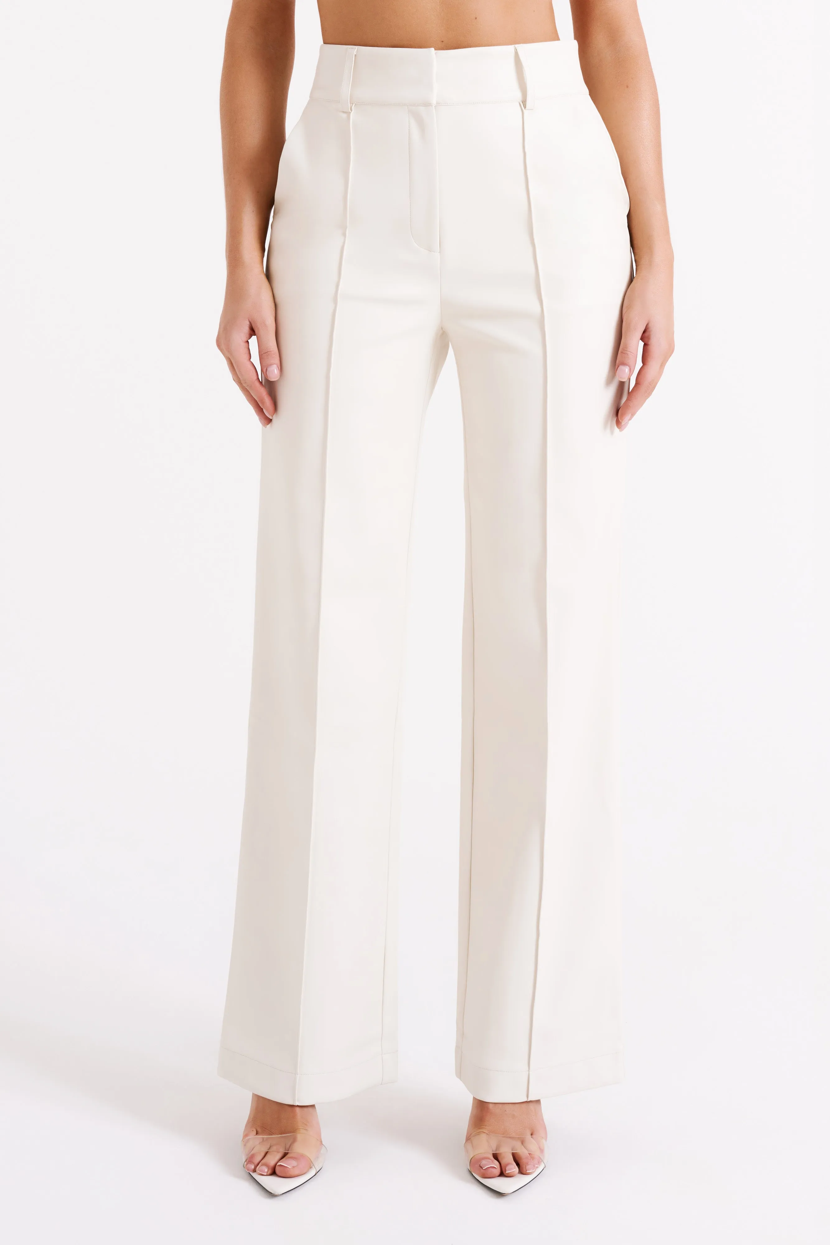 Toni Faux Leather Wide Leg Pant - Ivory sold by Meshki product image thumbnail 2