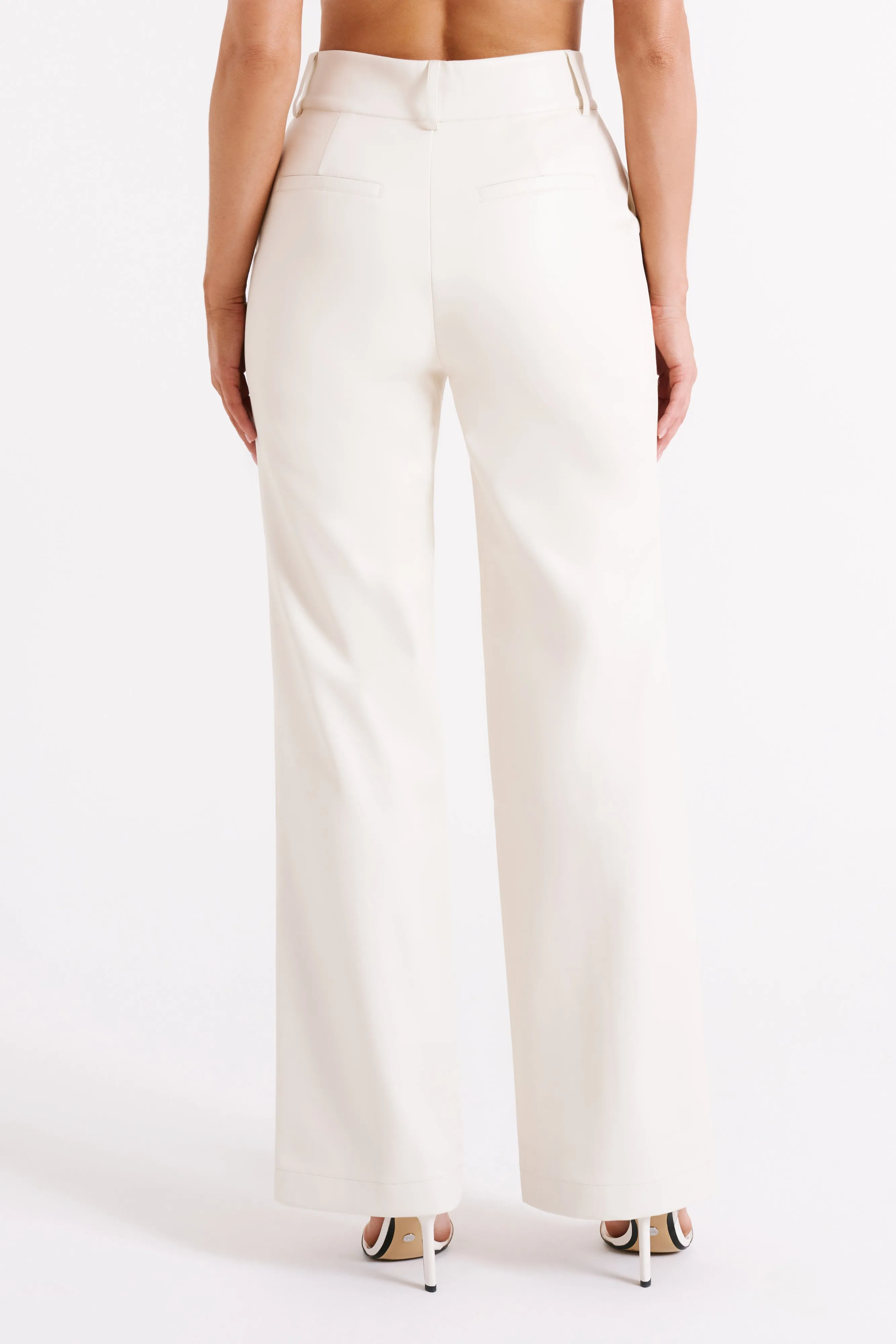 Toni Faux Leather Wide Leg Pant - Ivory sold by Meshki product image thumbnail 3
