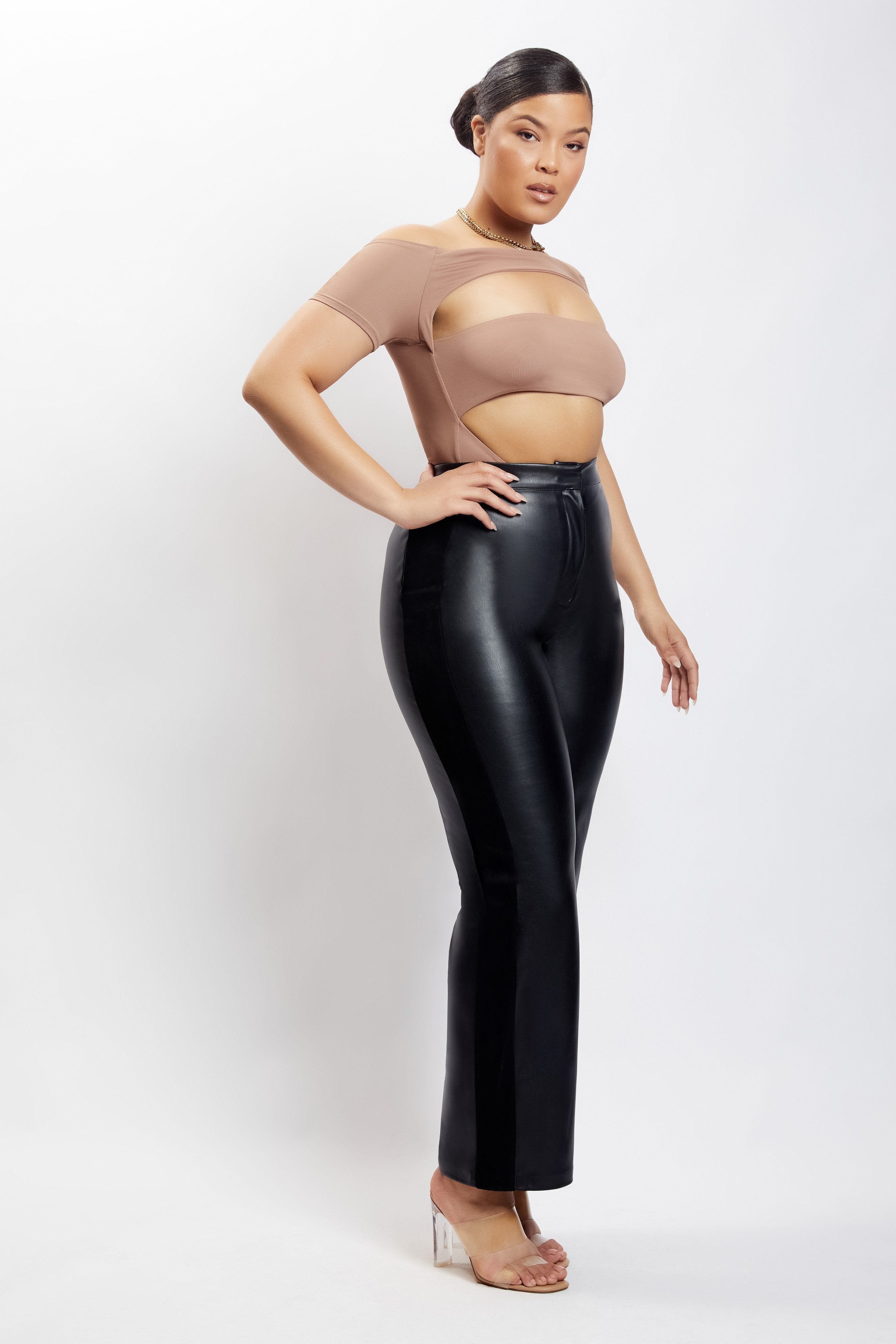 Breanna Cut Out Bodysuit - Light Brown sold by Meshki product image thumbnail 5