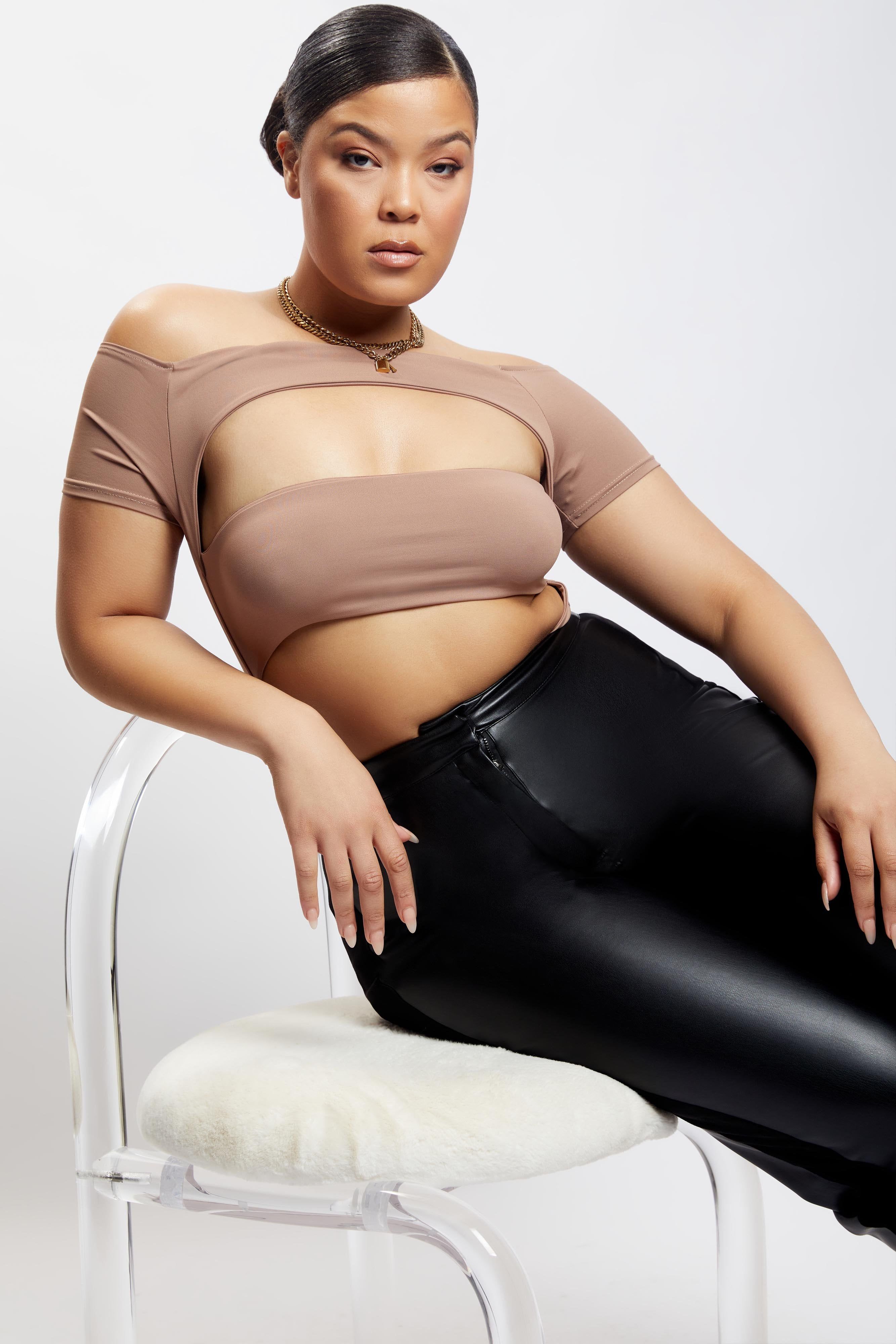 Breanna Cut Out Bodysuit - Light Brown sold by Meshki product image thumbnail 2