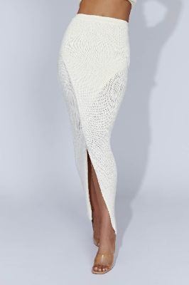 Petra Knit Split Maxi Skirt - Off White sold by Meshki