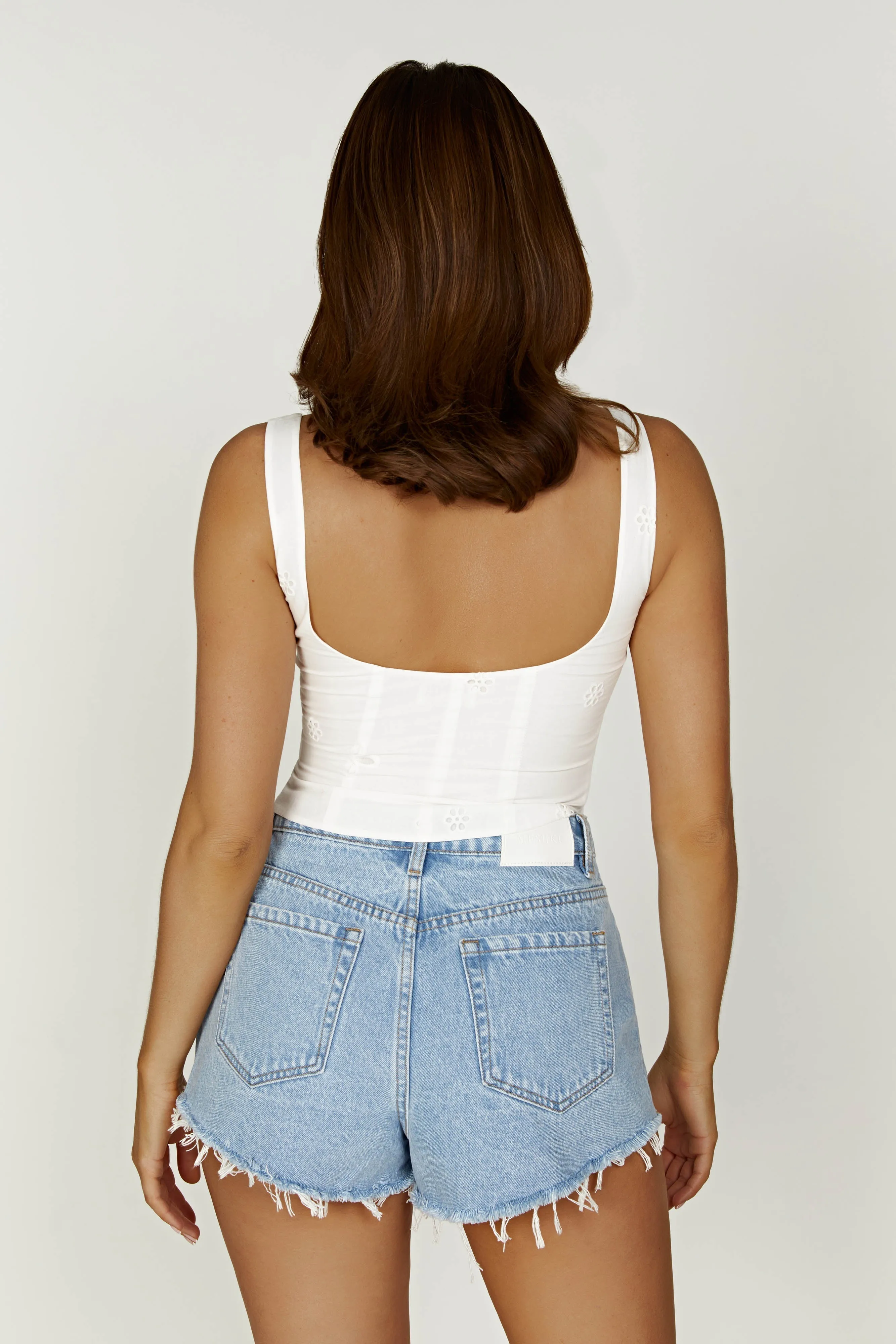 Melanie Cotton Anglaise Top - White sold by Meshki product image thumbnail 3