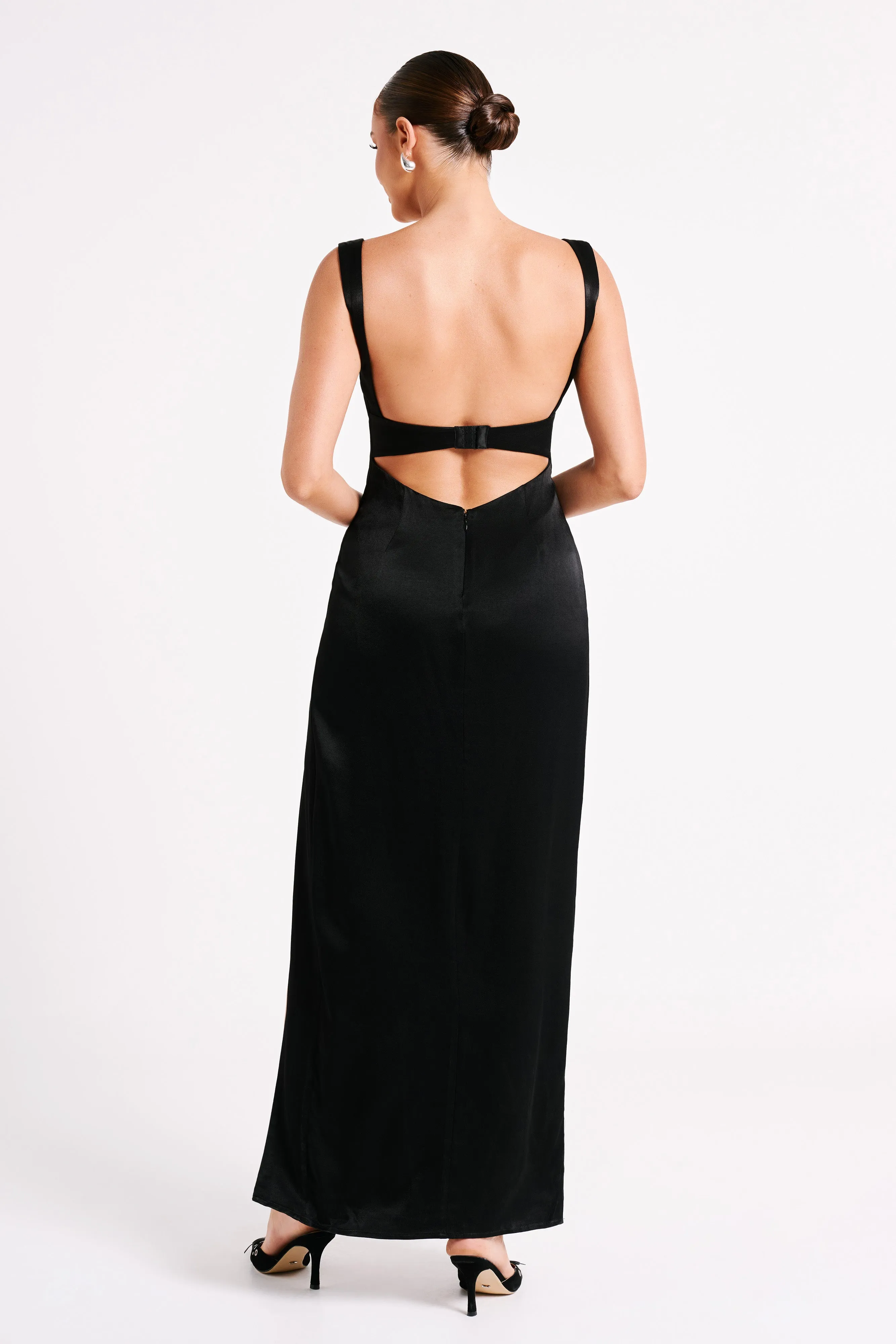 Verana Backless Satin Maxi Dress - Black sold by Meshki product image thumbnail 2