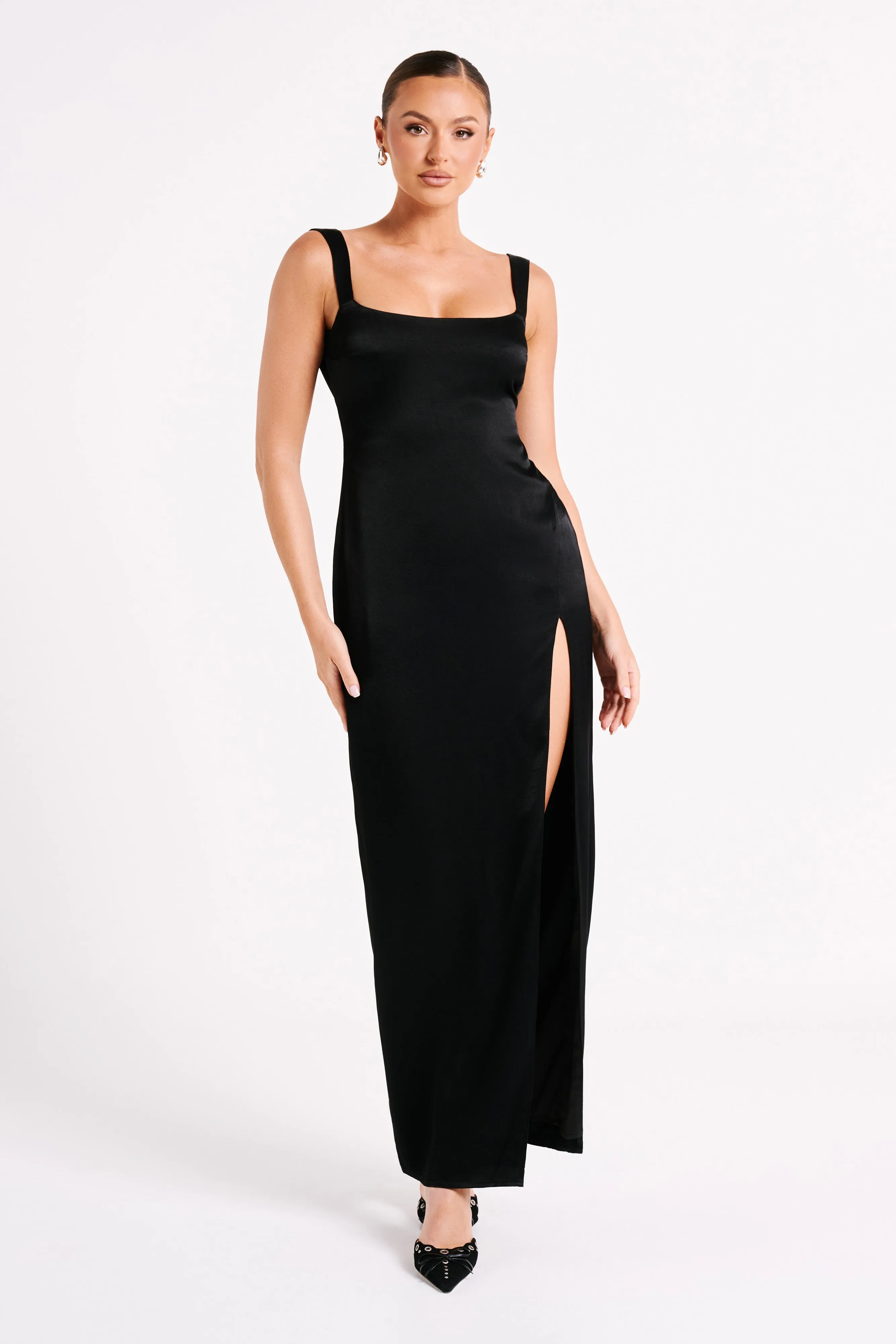 Verana Backless Satin Maxi Dress - Black sold by Meshki product image thumbnail 3
