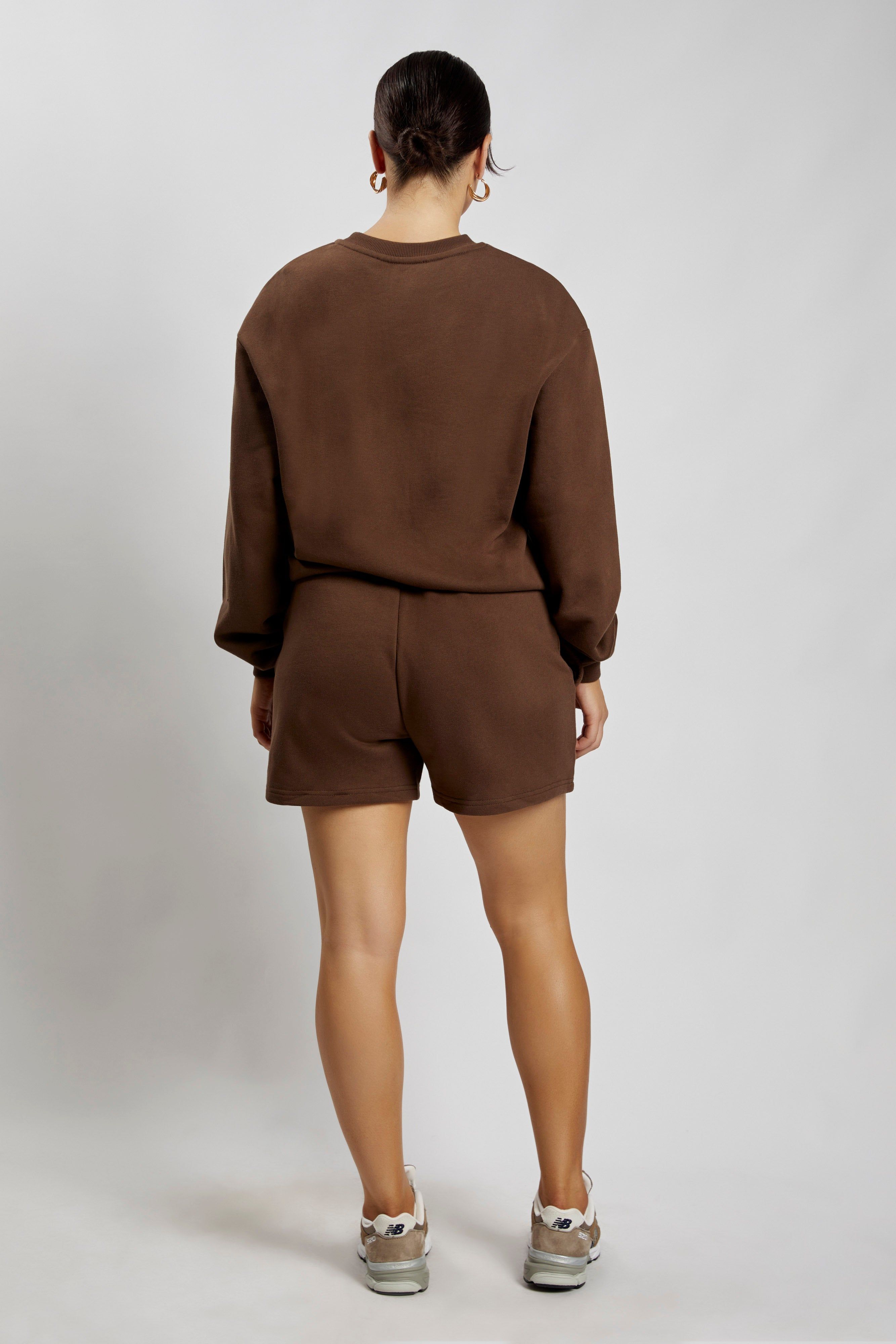 Blake Longline Loopback Crew Neck Jumper - Chocolate sold by Meshki product image thumbnail 16