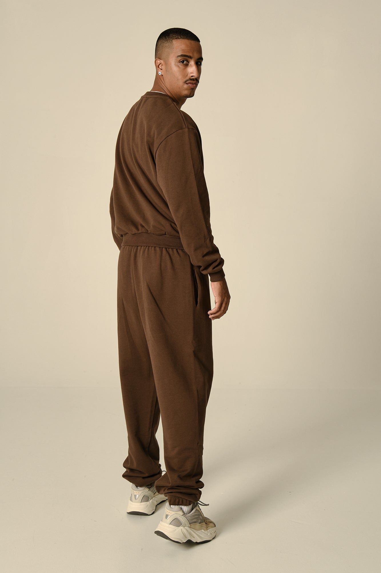 Blake Longline Loopback Crew Neck Jumper - Chocolate sold by Meshki product image thumbnail 4