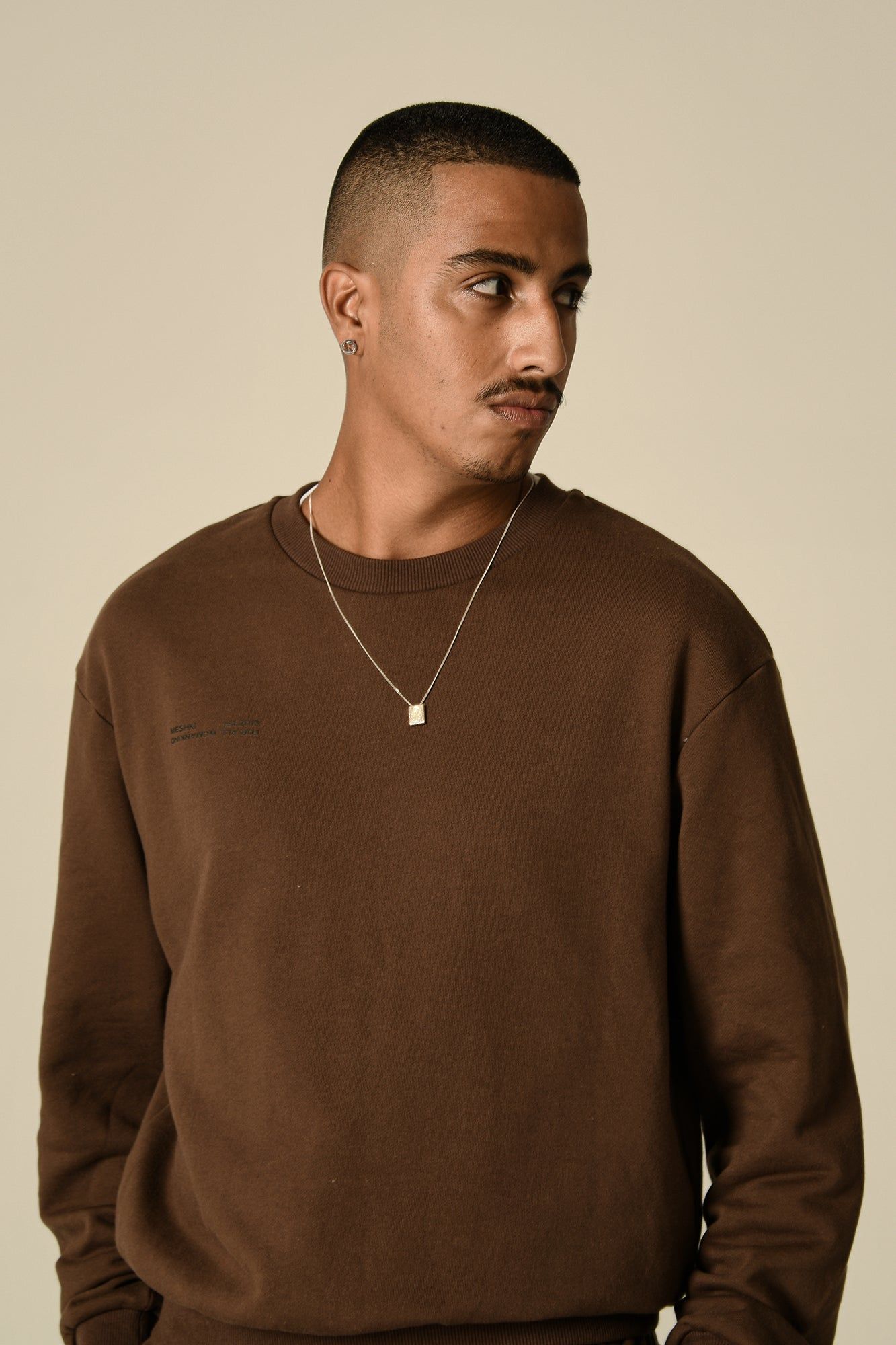 Blake Longline Loopback Crew Neck Jumper - Chocolate sold by Meshki product image thumbnail 5