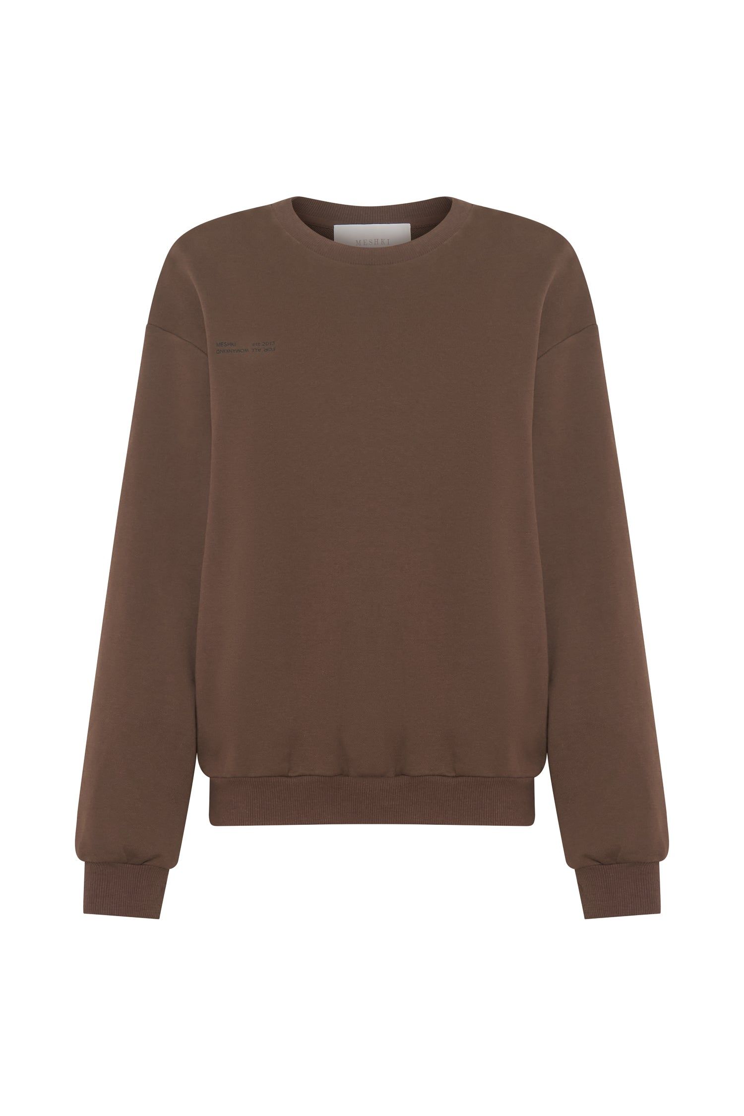 Blake Longline Loopback Crew Neck Jumper - Chocolate sold by Meshki product image thumbnail 18