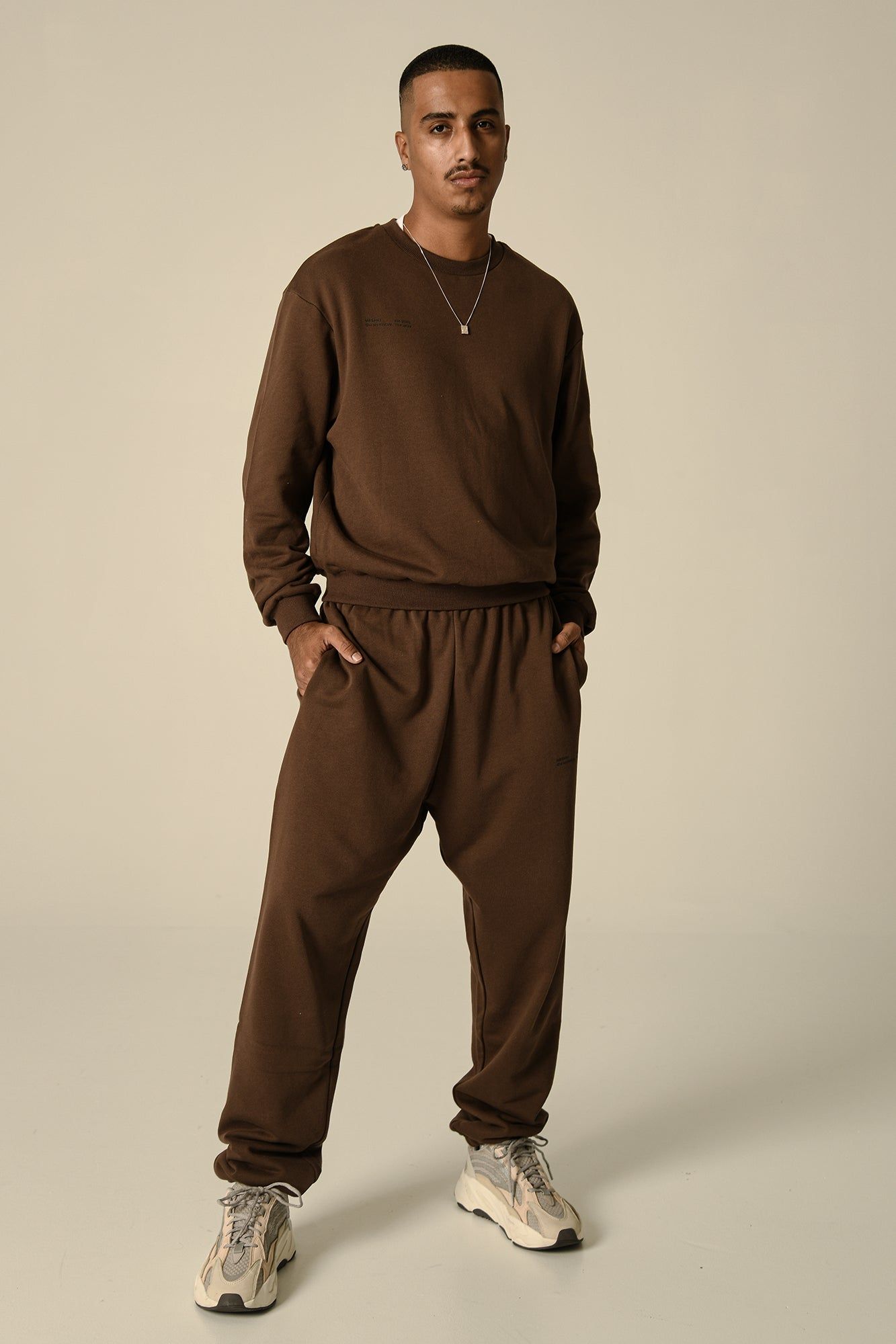 Blake Longline Loopback Crew Neck Jumper - Chocolate sold by Meshki product image thumbnail 3