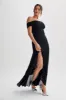 Audrey Off Shoulder Mesh Maxi Dress - Black sold by Meshki