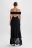 Audrey Off Shoulder Mesh Maxi Dress - Black sold by Meshki