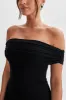 Audrey Off Shoulder Mesh Maxi Dress - Black sold by Meshki