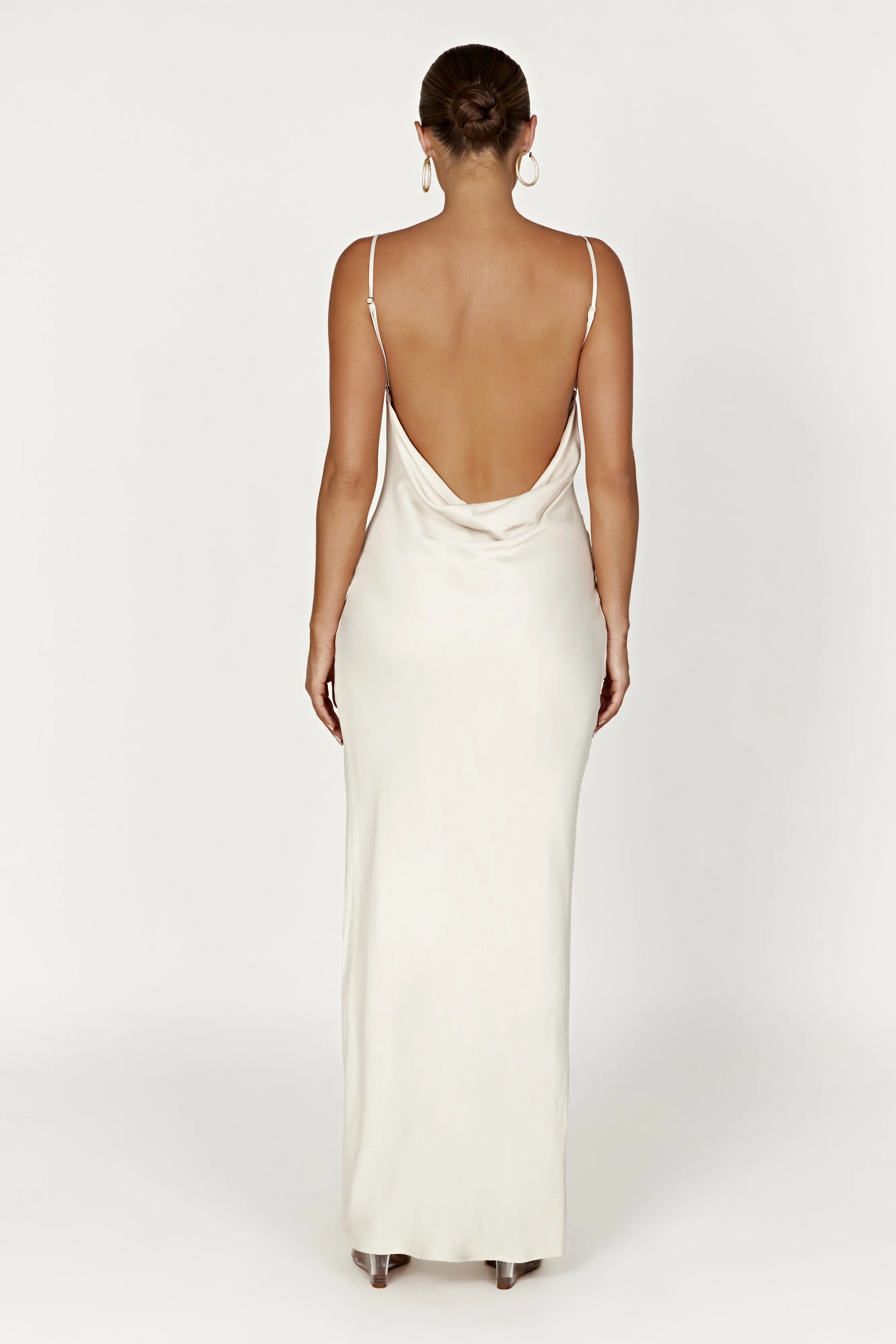 Jade Cowl Neck Backless Maxi Dress - Bone sold by Meshki product image thumbnail 5