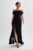Audrey Off Shoulder Mesh Maxi Dress - Black sold by Meshki