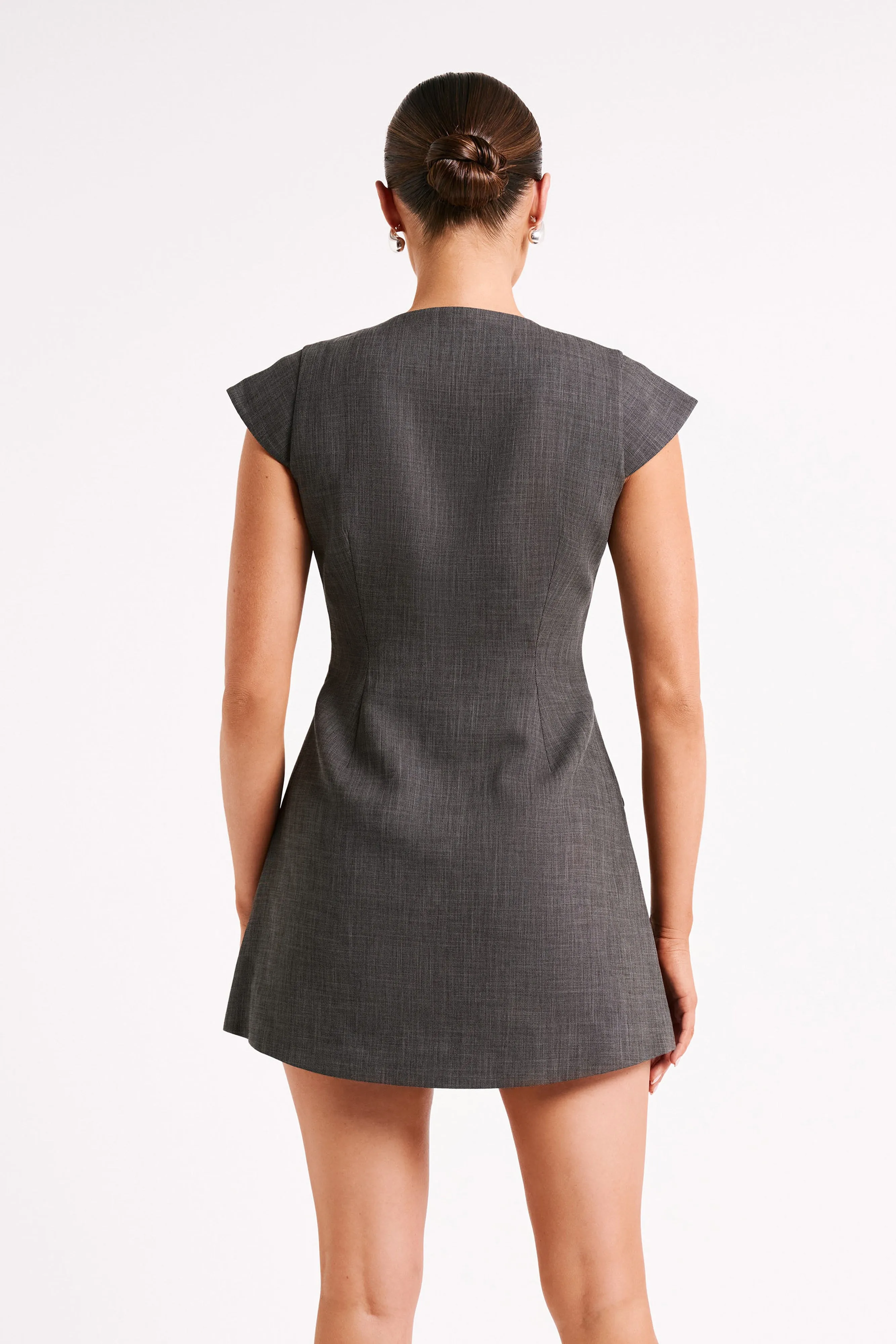 Kiernan Textured Sleeveless Blazer Dress - Charcoal sold by Meshki product image thumbnail 4