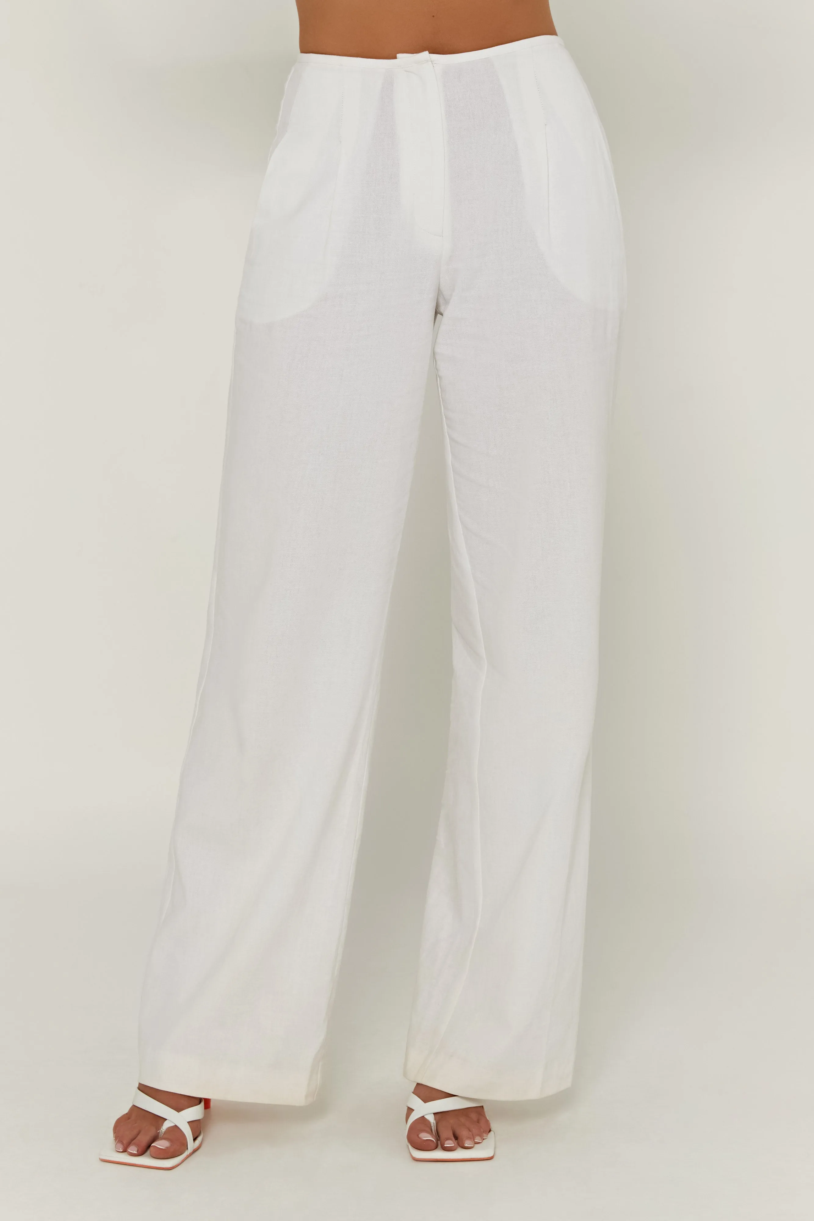 Adina Linen Pant - White sold by Meshki product image thumbnail 5