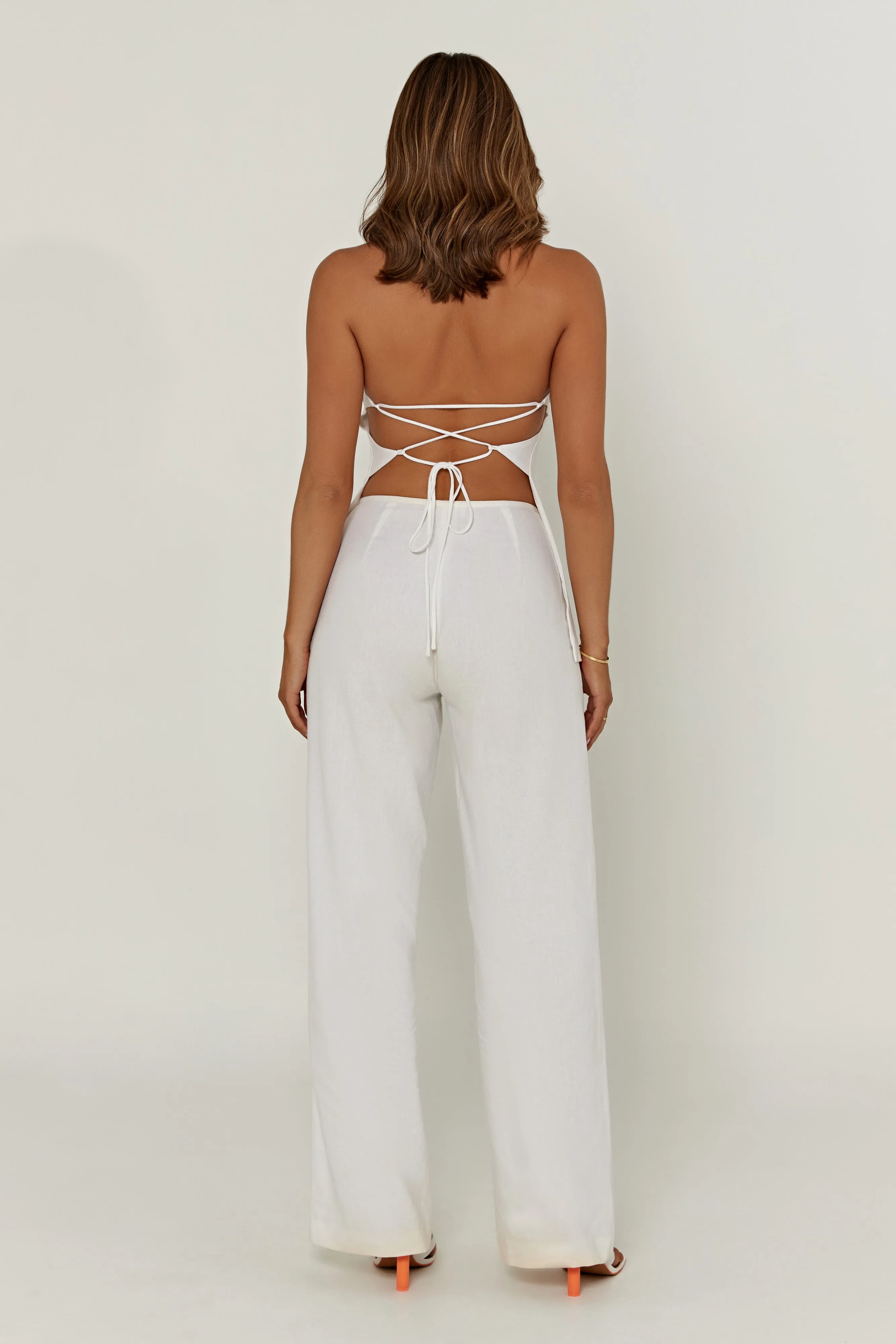 Adina Linen Pant - White sold by Meshki product image thumbnail 3