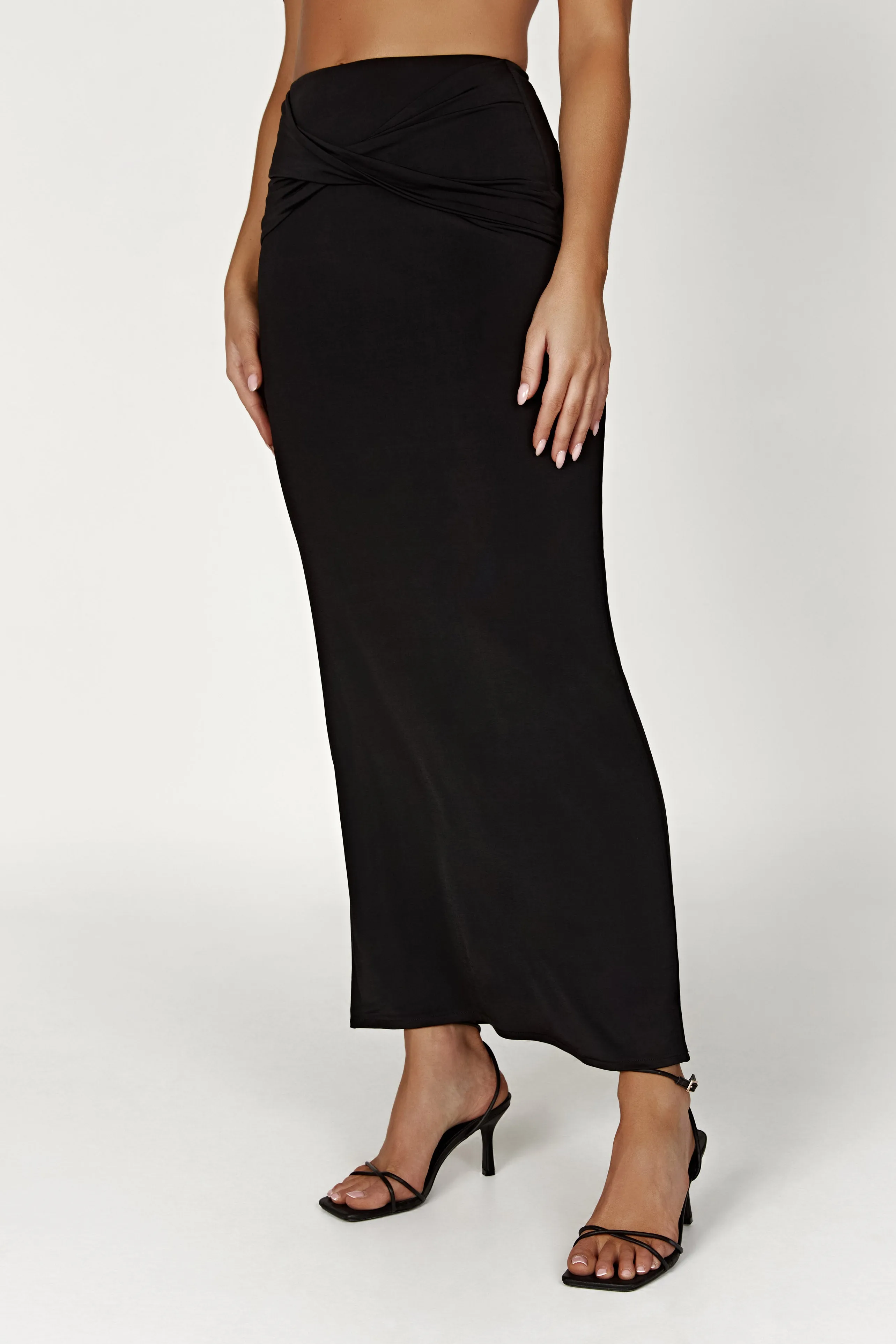 Ceri Maxi Twist Skirt - Black sold by Meshki