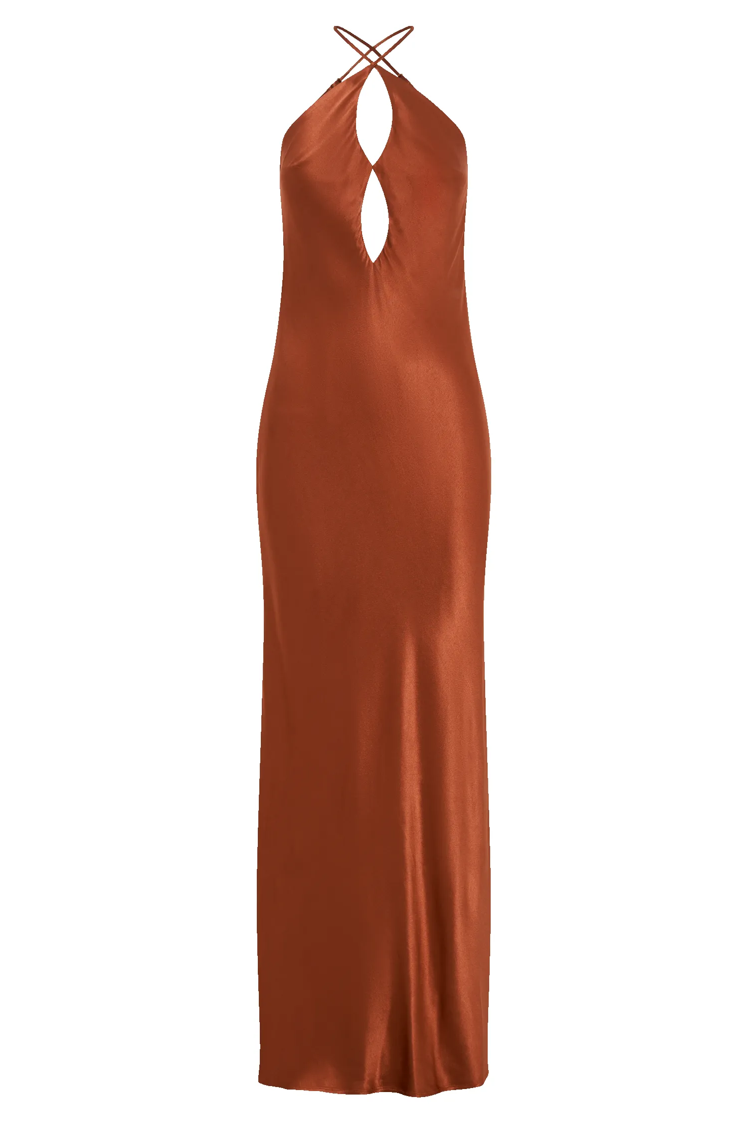 Lucia Satin Cut Out Maxi Dress - Burnt Orange sold by Meshki product image thumbnail 5