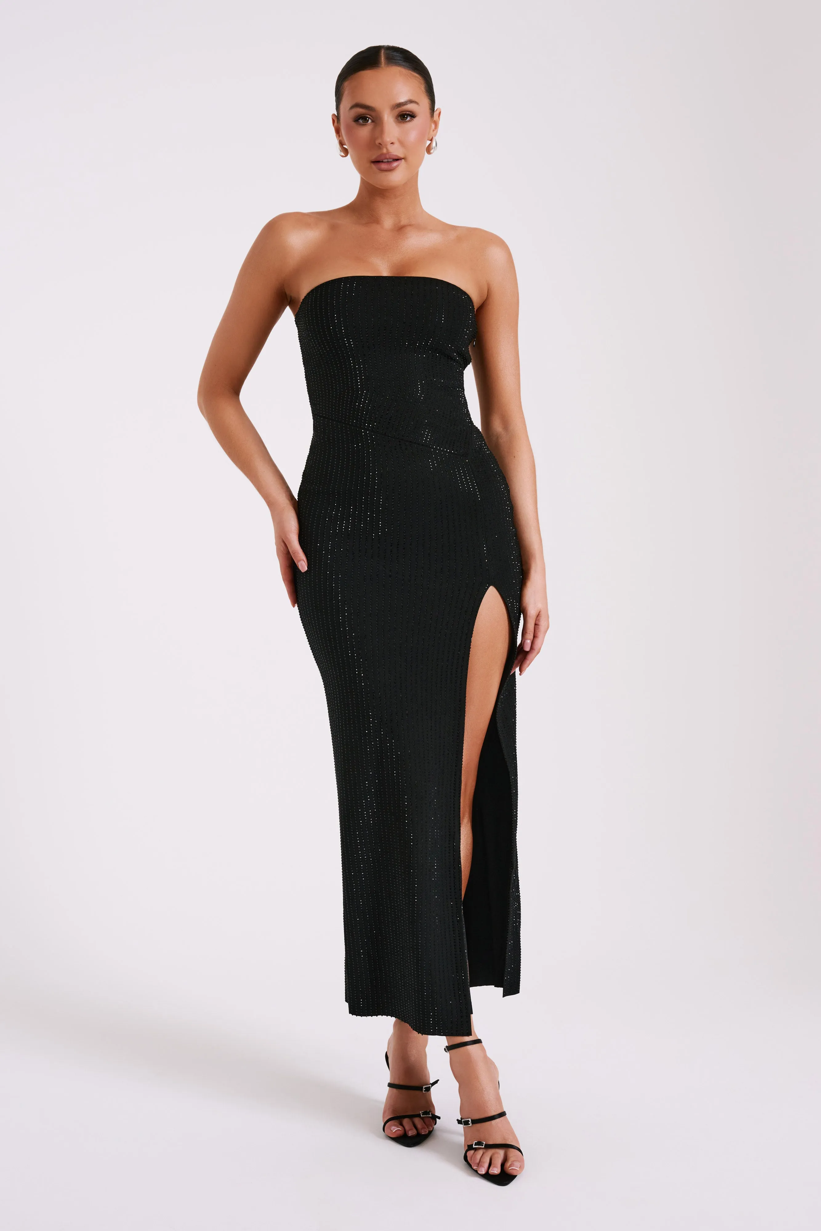 Jenny Strapless Diamante Midi Dress - Black sold by Meshki product image thumbnail 5