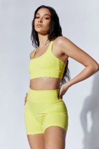 Elise V Back Cami Crop Top - Yellow sold by Meshki