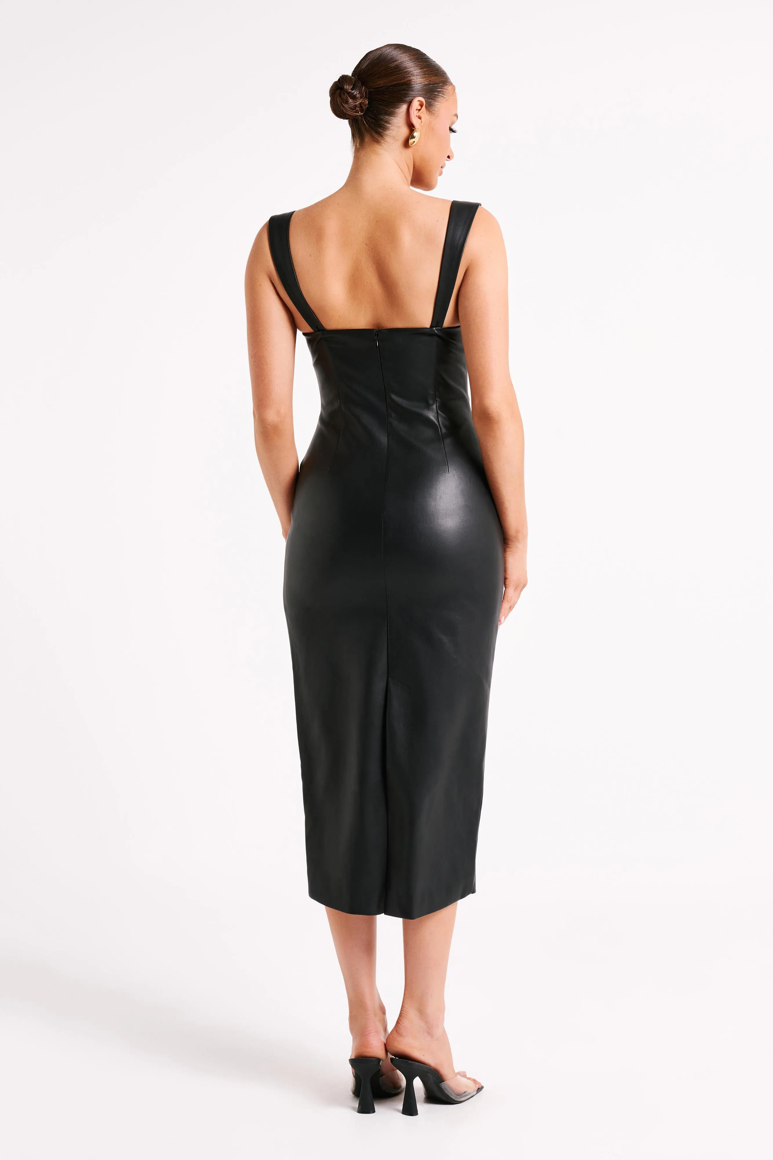 Cynthia Faux Leather Midi Dress - Black sold by Meshki product image thumbnail 2